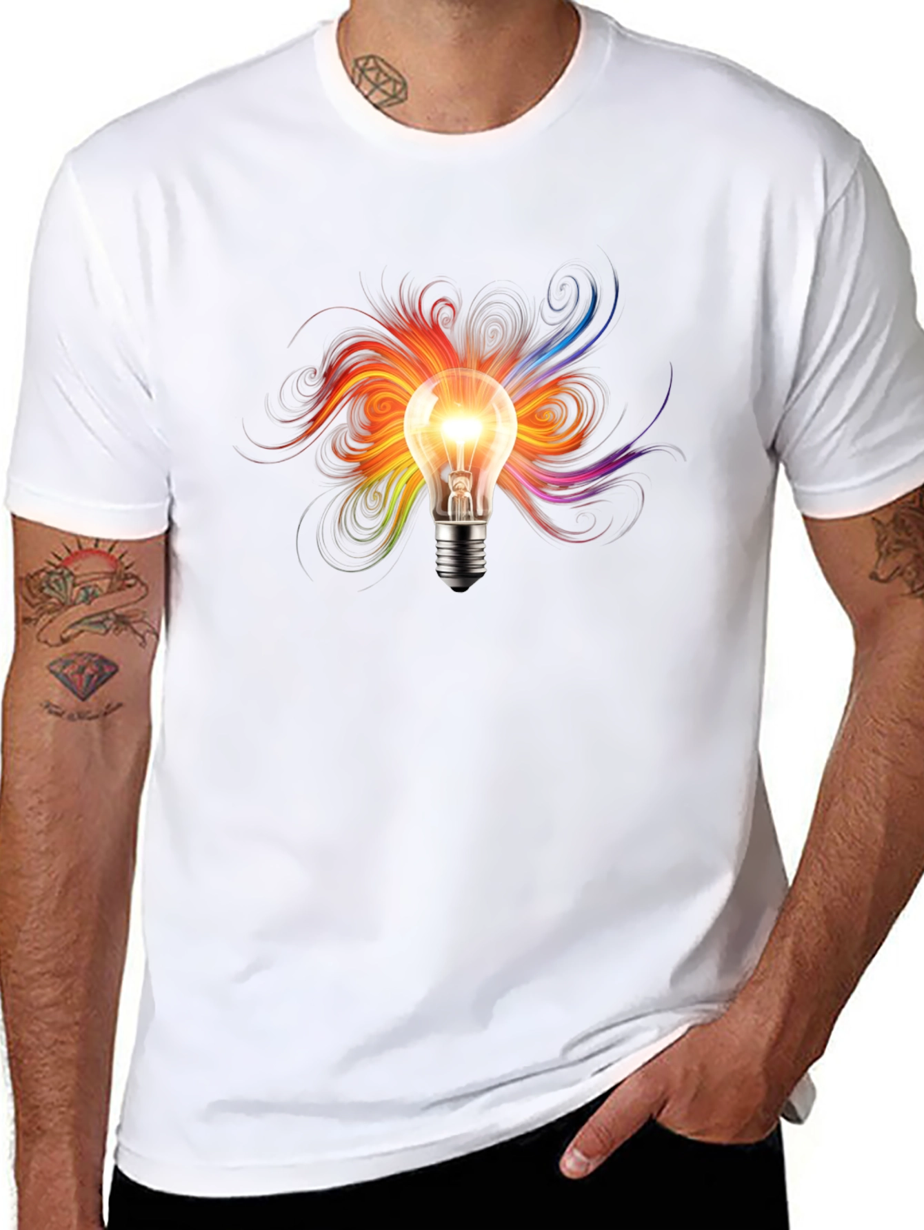 Creative Light Bulb Graphic T-Shirt