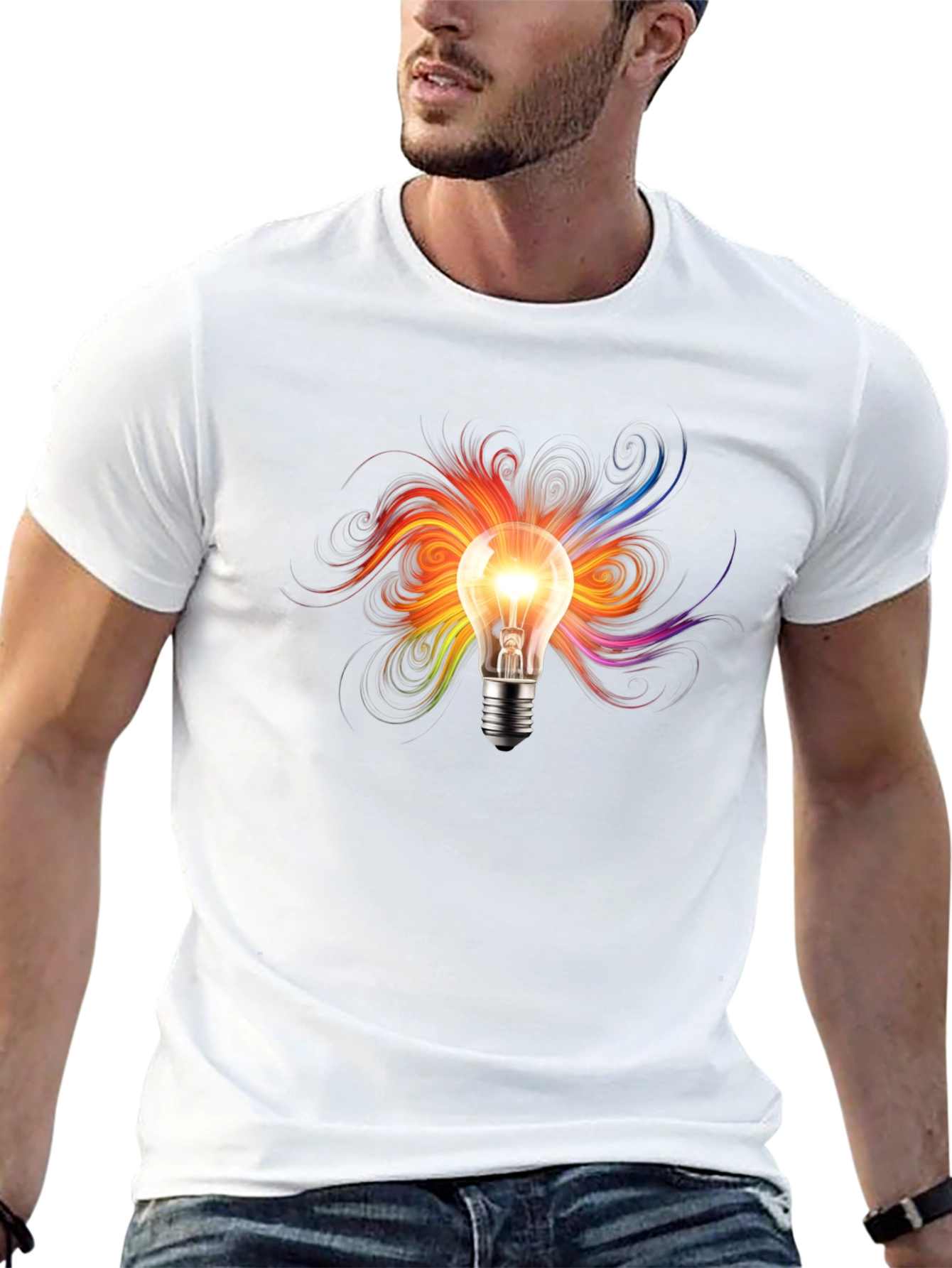 Creative Light Bulb Graphic T-Shirt