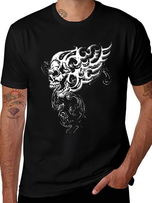 Skull Fire Graphic Tee - Rocker Style T-Shirt