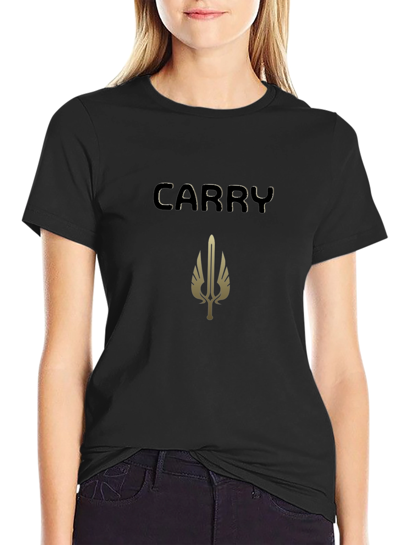 Carry Graphic Tee - Black Cotton Blend T-Shirt