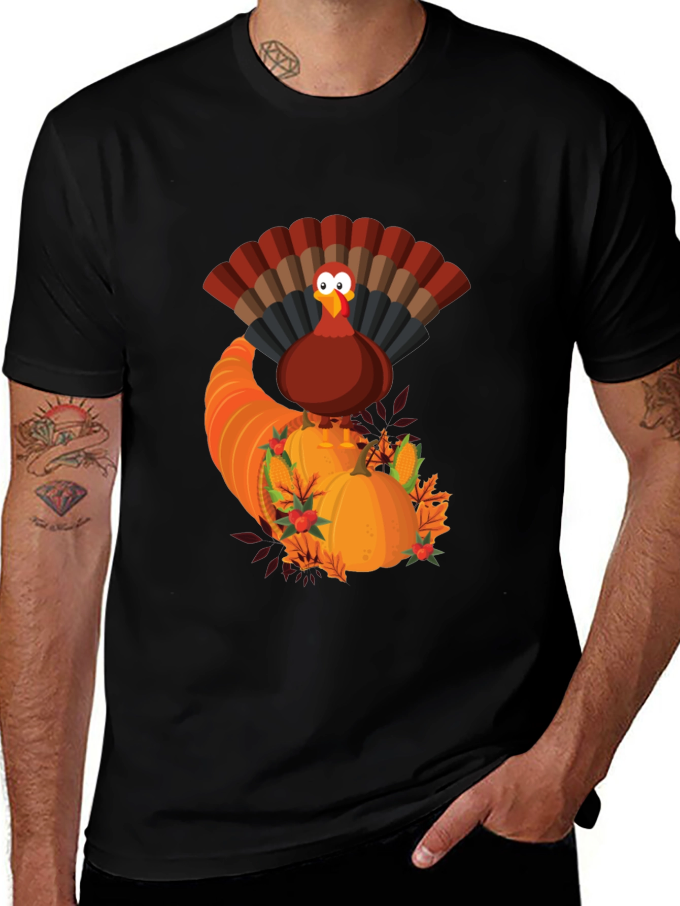 Thanksgiving Turkey Cornucopia Graphic Tee