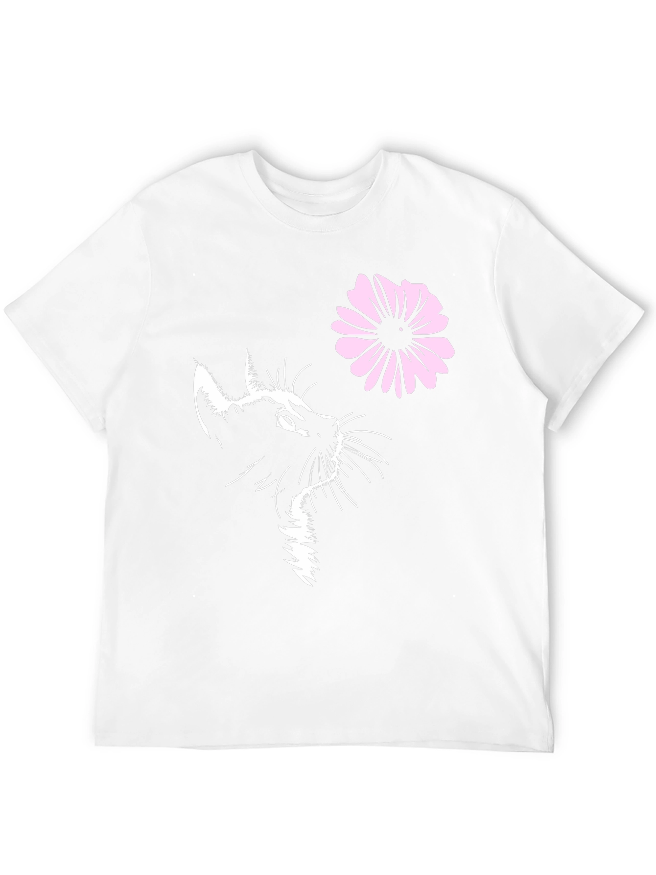 Black Cat & Flower Graphic T-Shirt