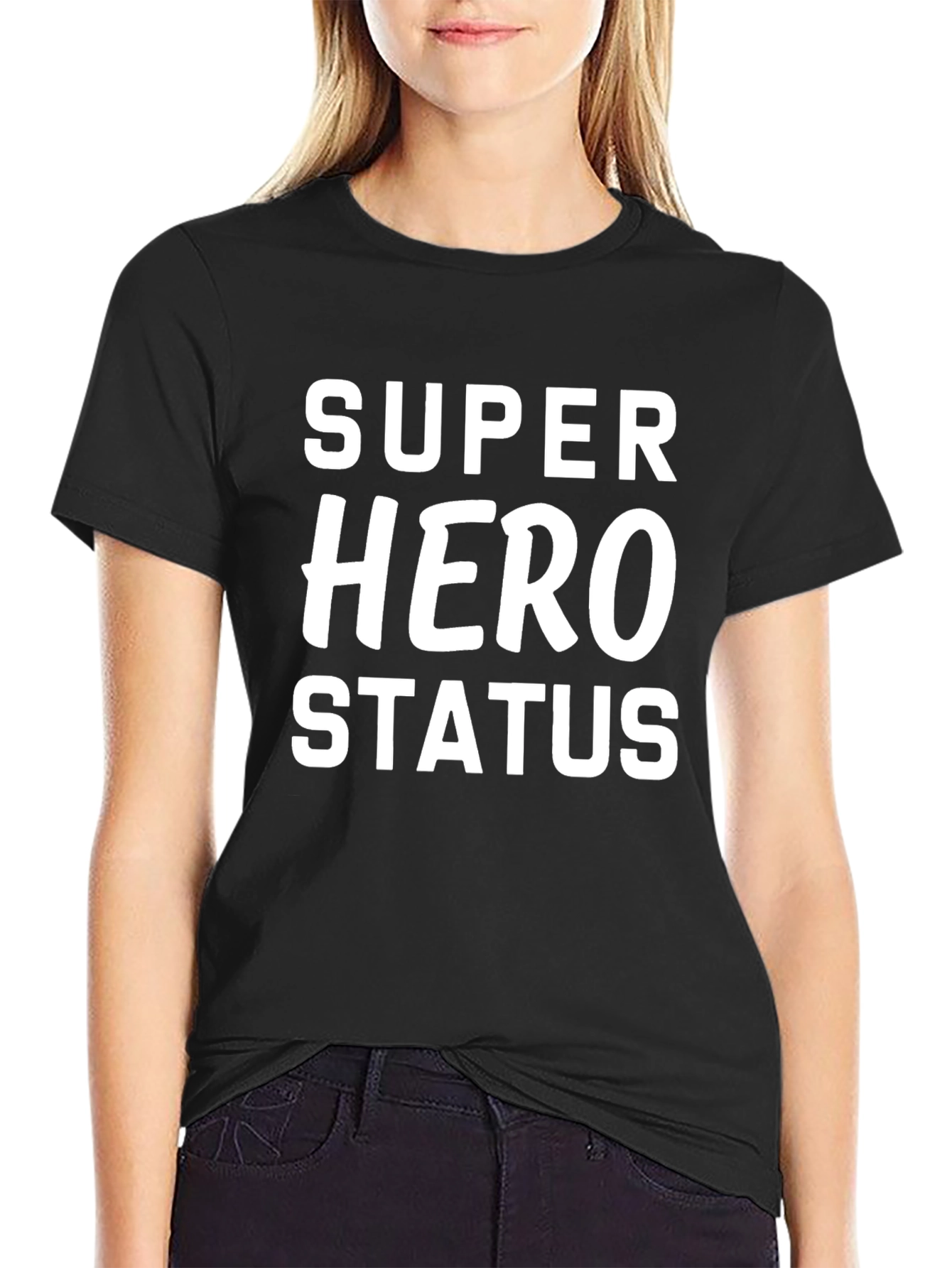 Super Hero Status Black Graphic Tee