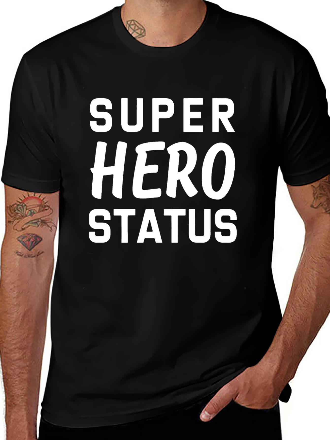 Super Hero Status Black Graphic Tee