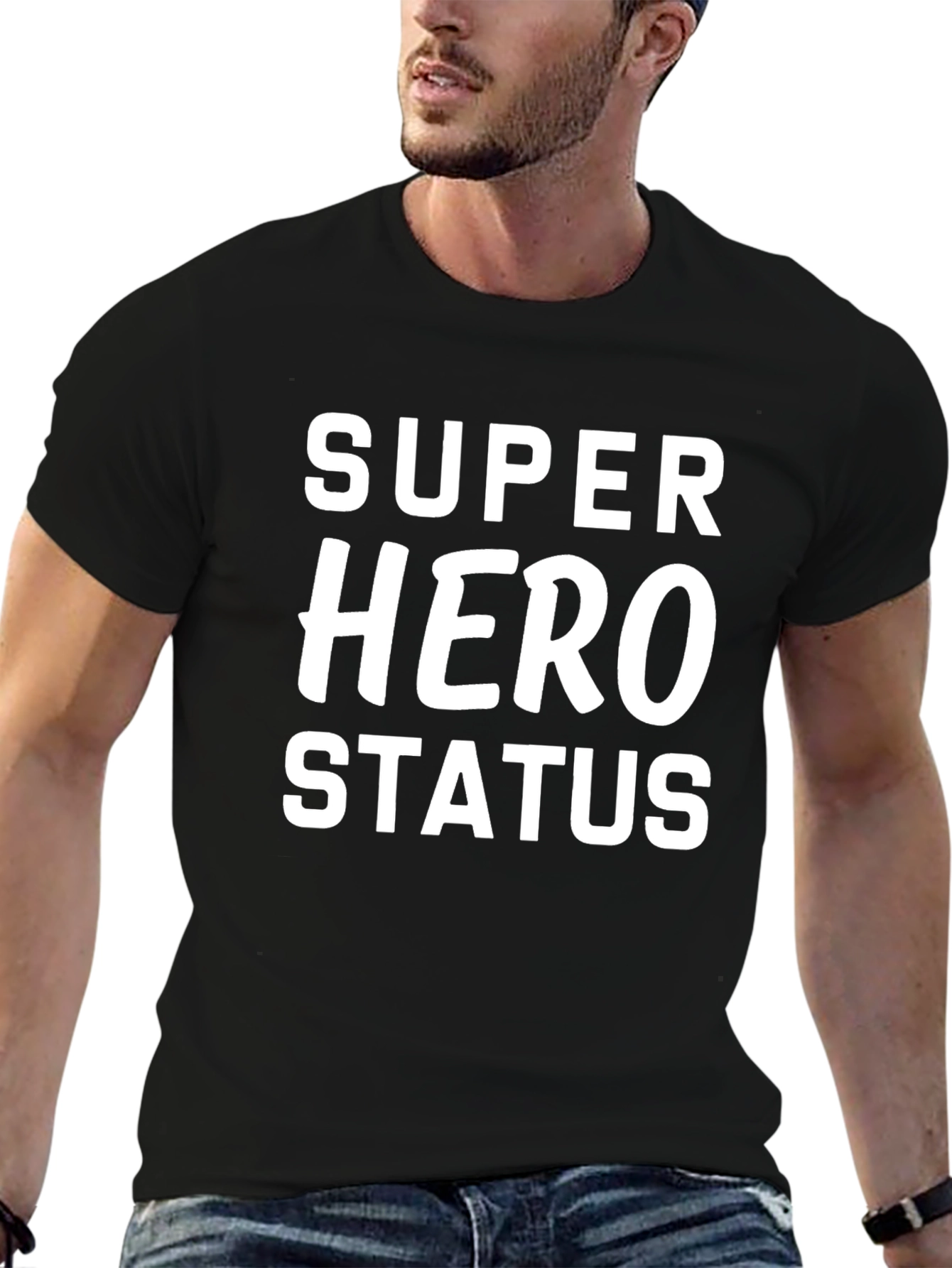 Super Hero Status Black Graphic Tee