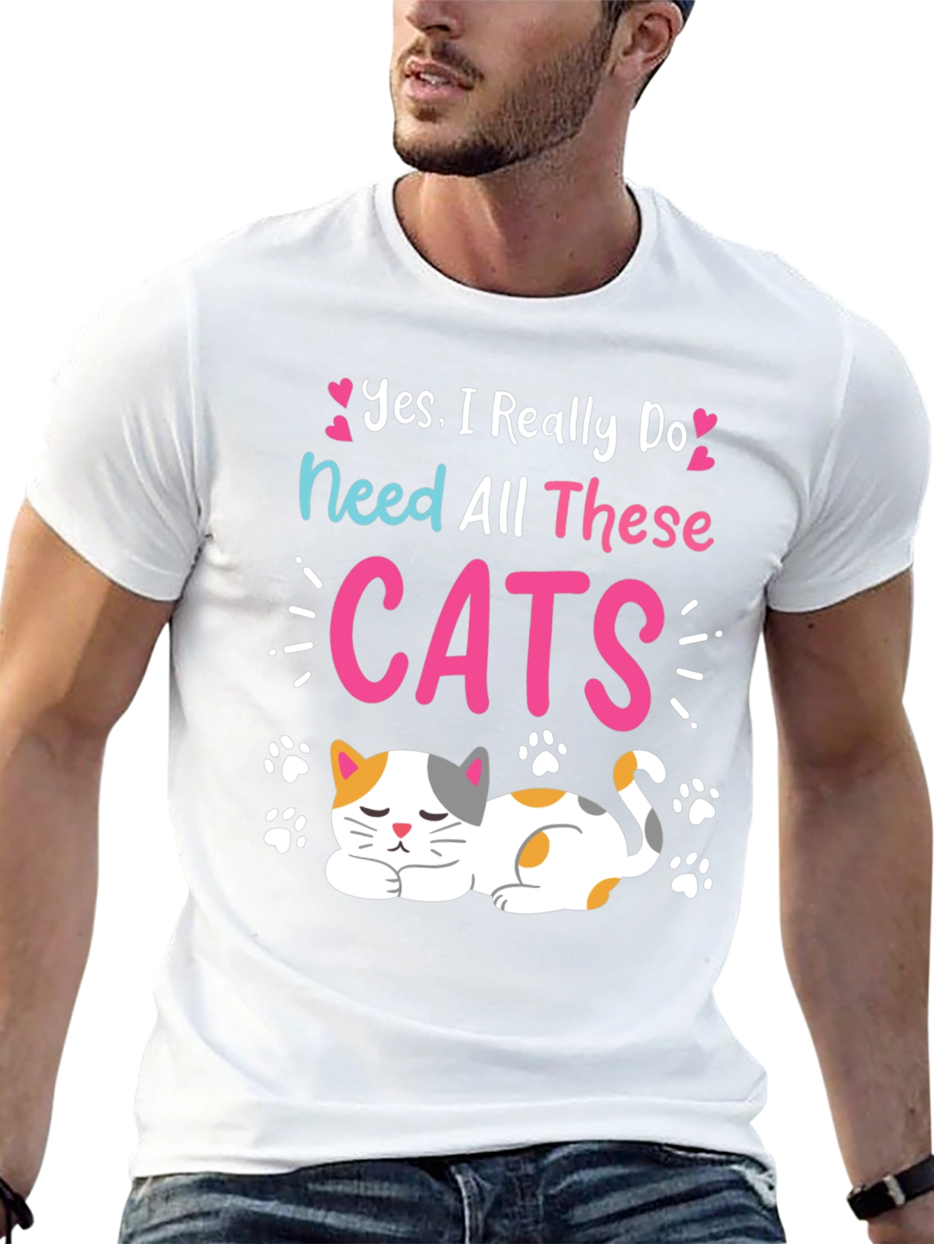Yes I Need All These Cats Black T-Shirt
