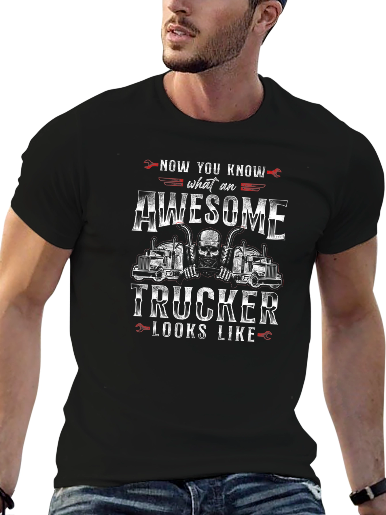 Awesome Trucker Graphic Tee - Black