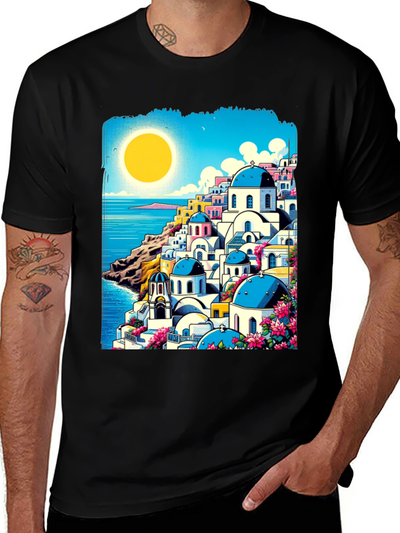 Santorini Sunset T-Shirt: Greek Island Style