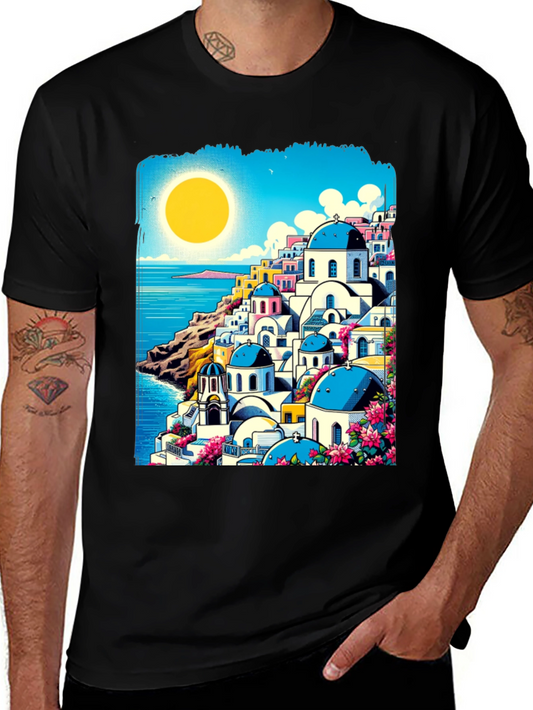 Santorini Sunset T-Shirt: Greek Island Style