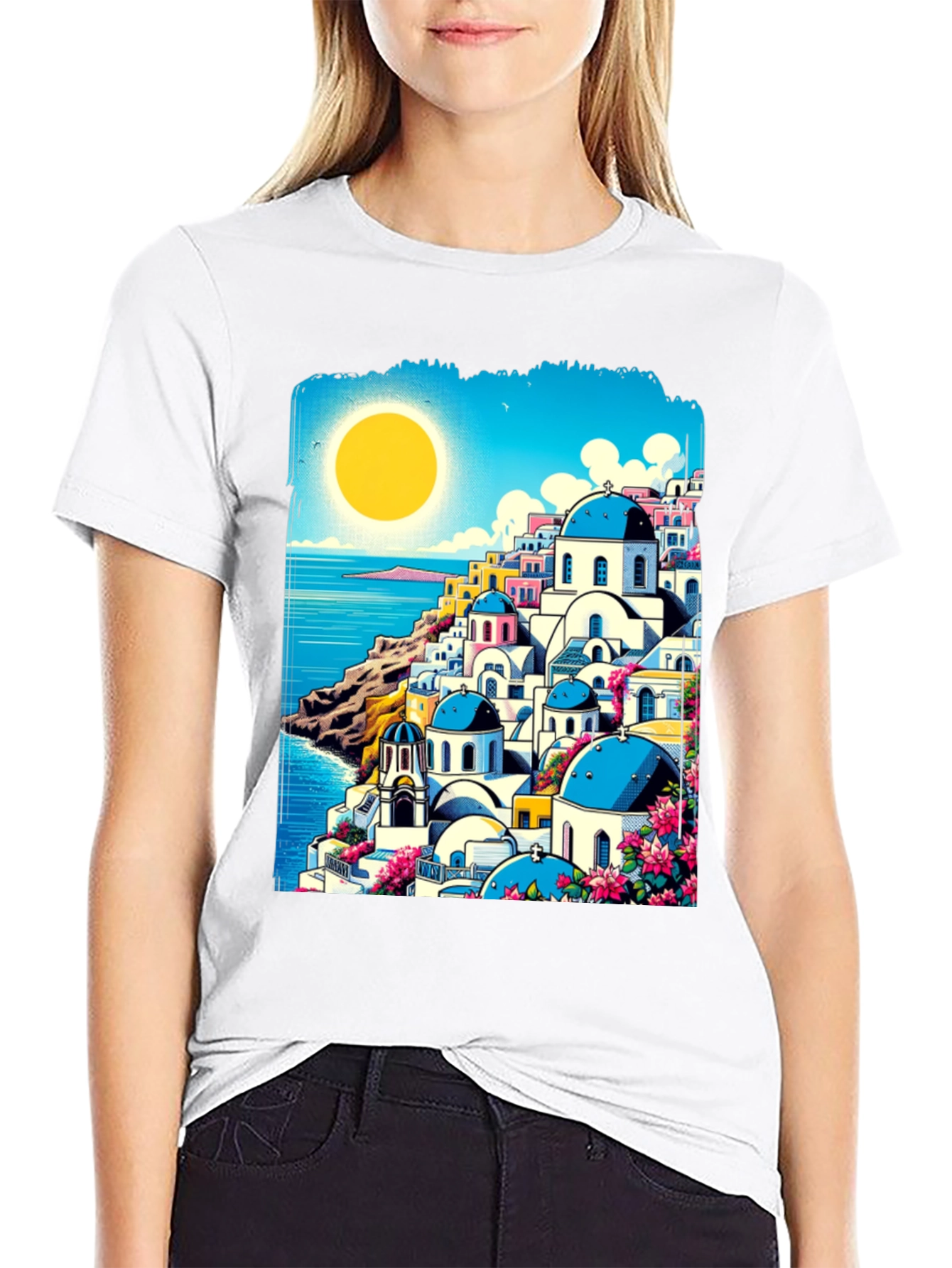 Santorini Sunset T-Shirt: Greek Island Style
