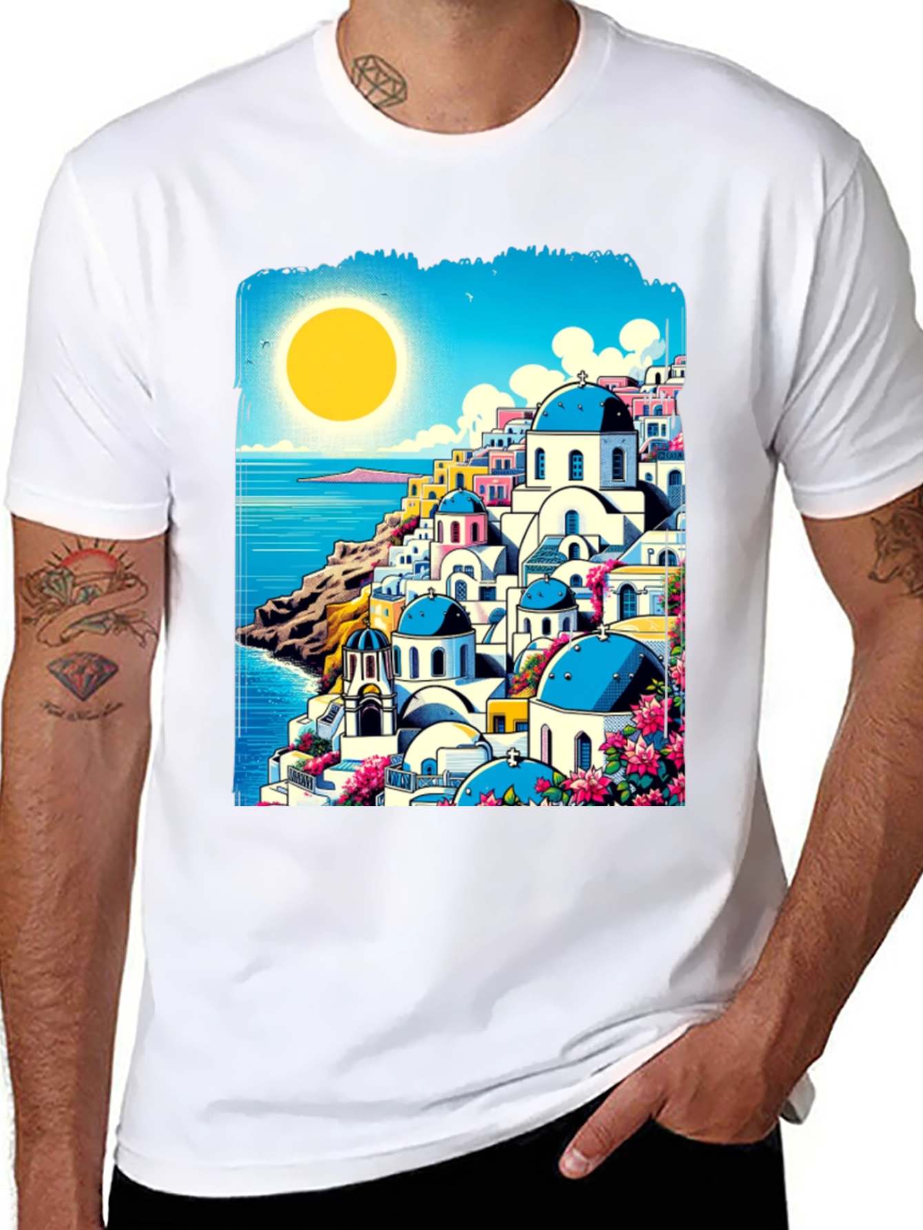 Santorini Sunset T-Shirt: Greek Island Style