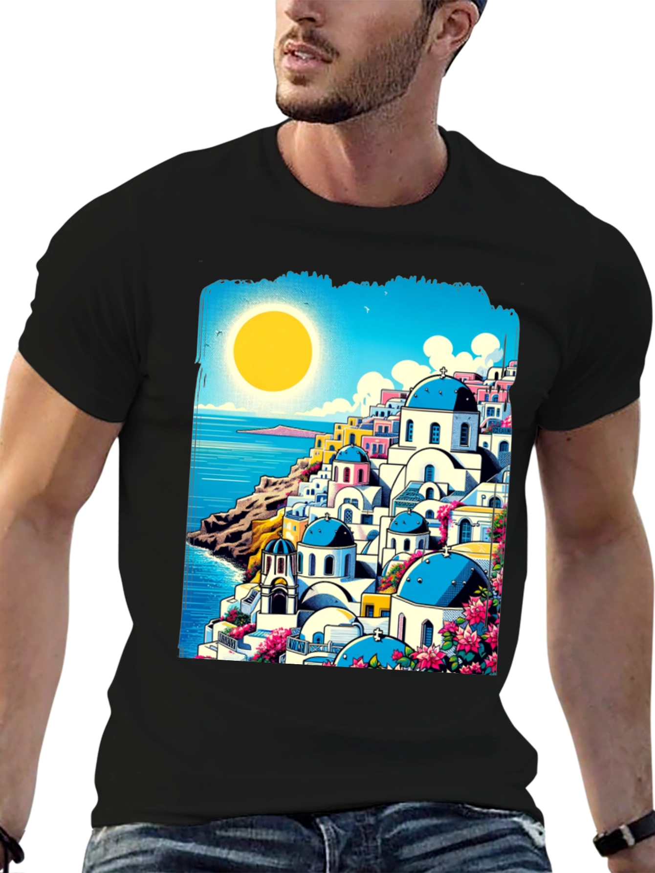 Santorini Sunset T-Shirt: Greek Island Style
