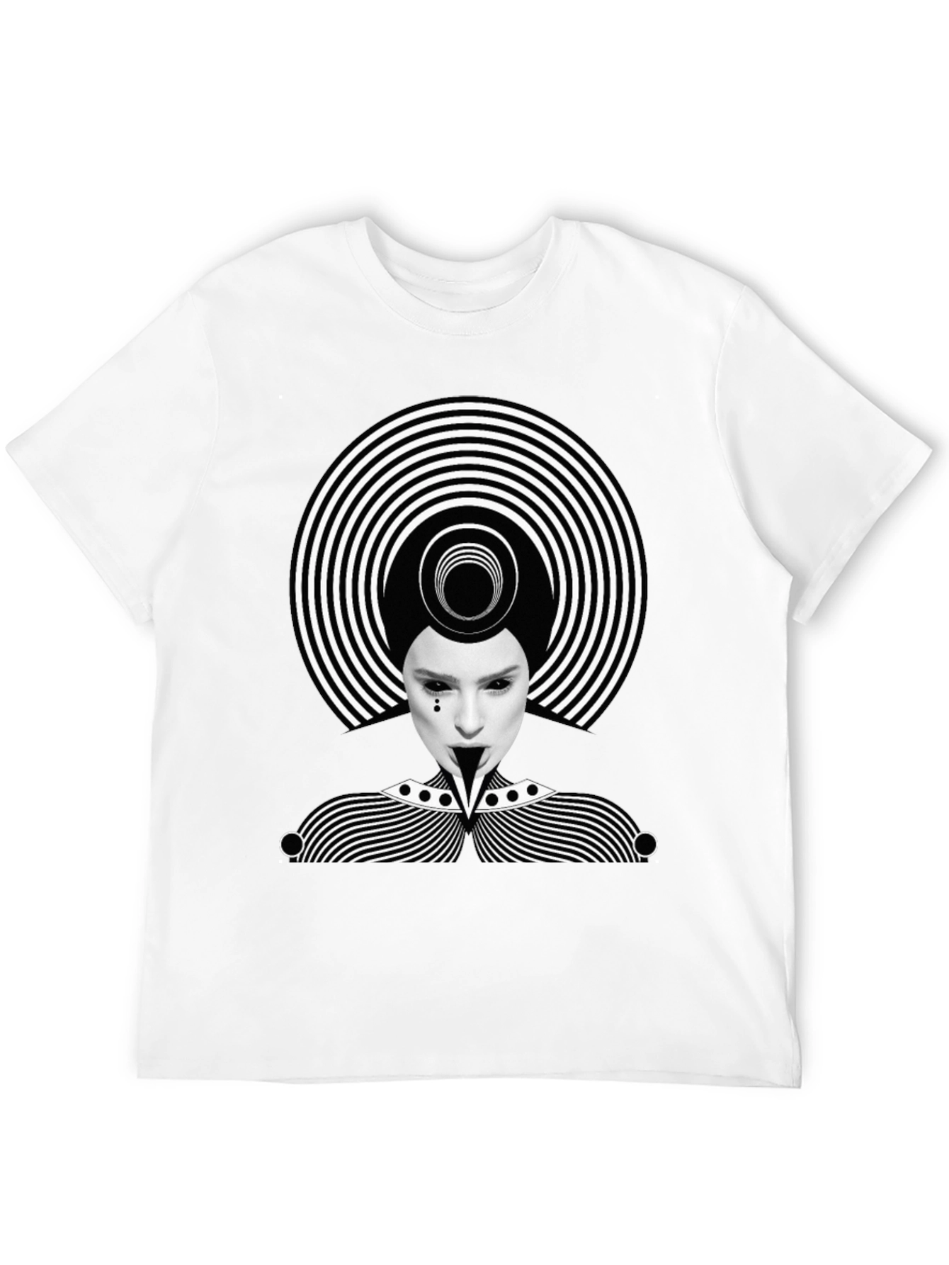 Mens Black Graphic Tee - Abstract Illusion Design