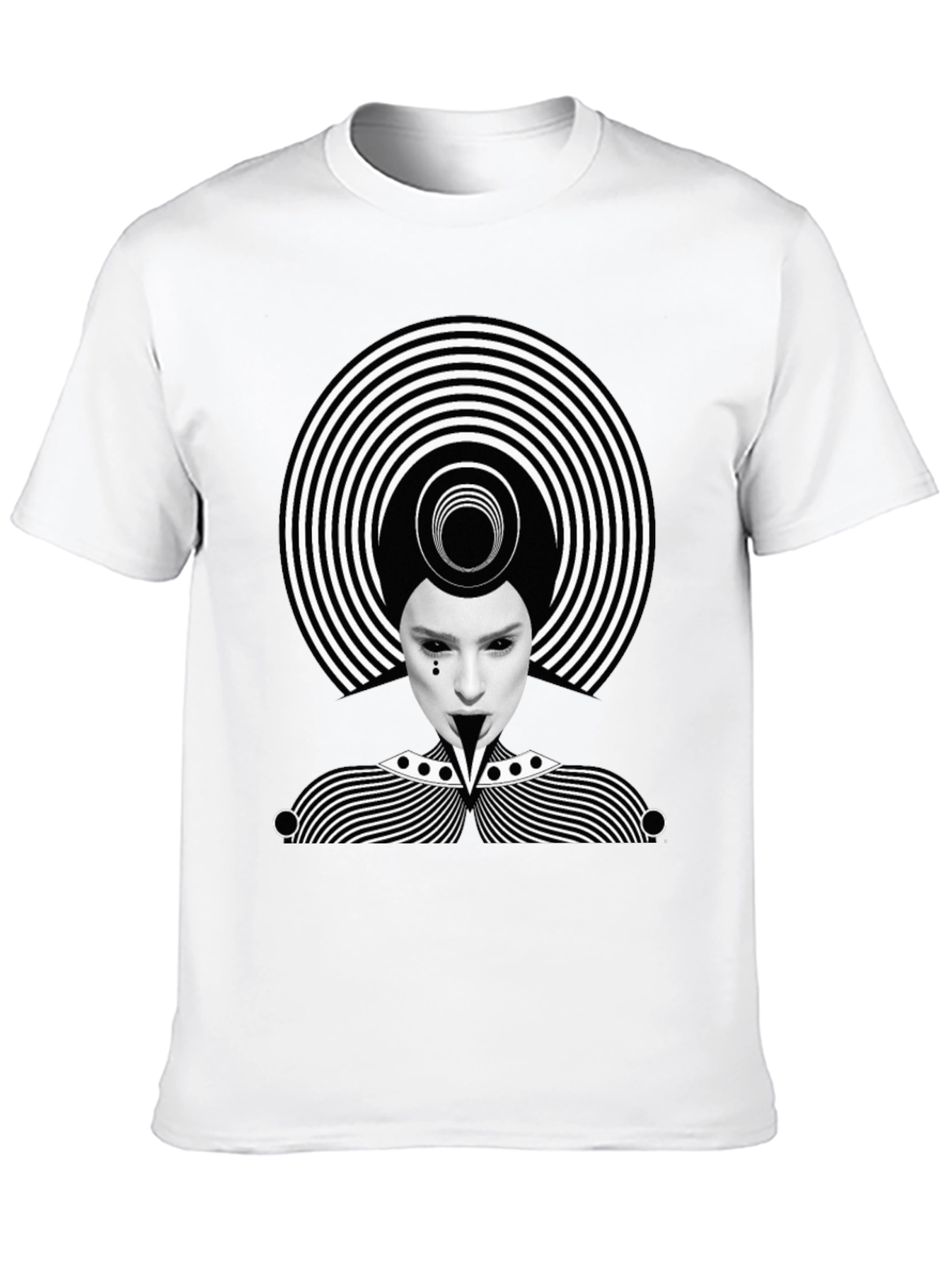 Mens Black Graphic Tee - Abstract Illusion Design