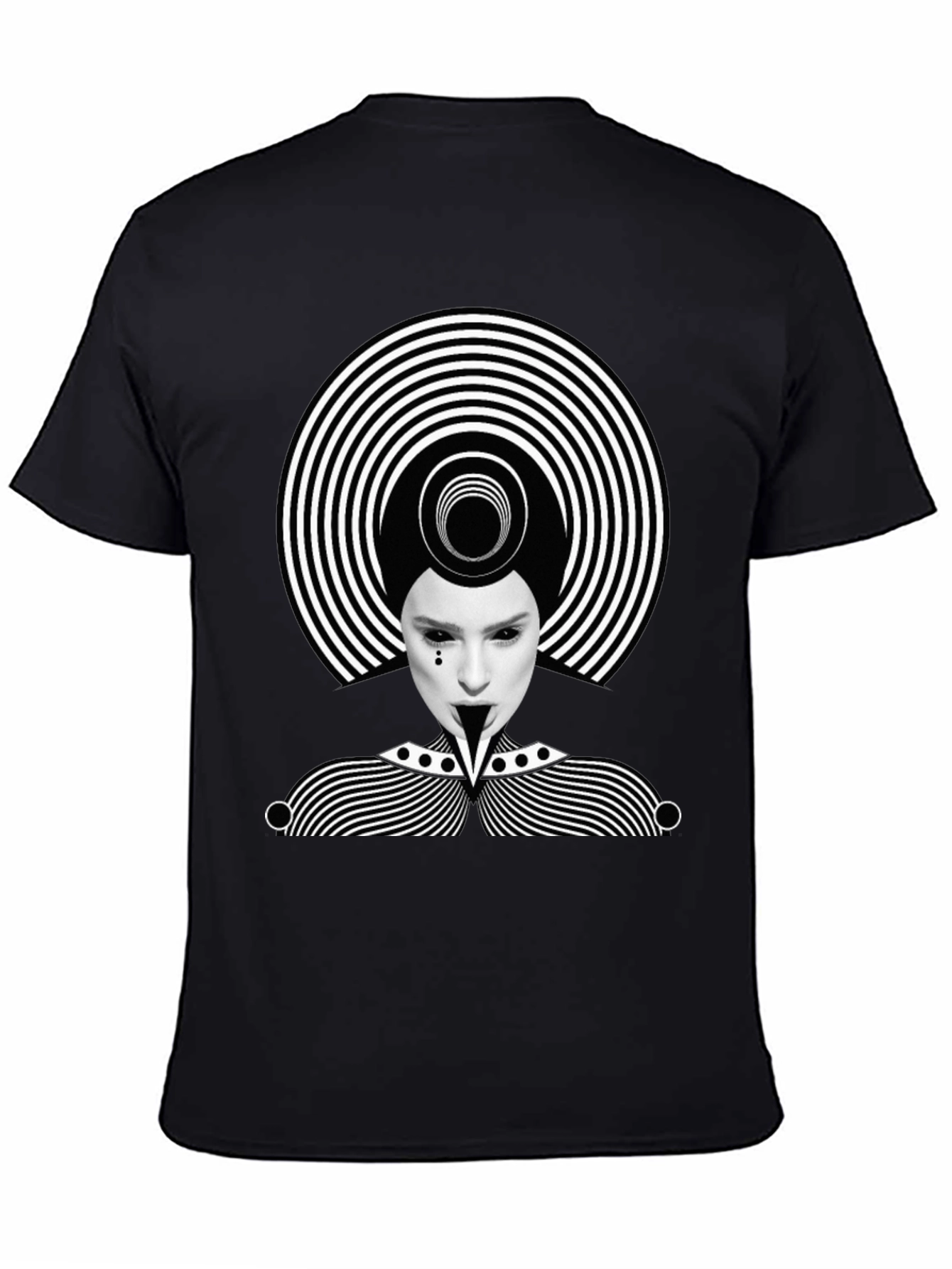 Mens Black Graphic Tee - Abstract Illusion Design