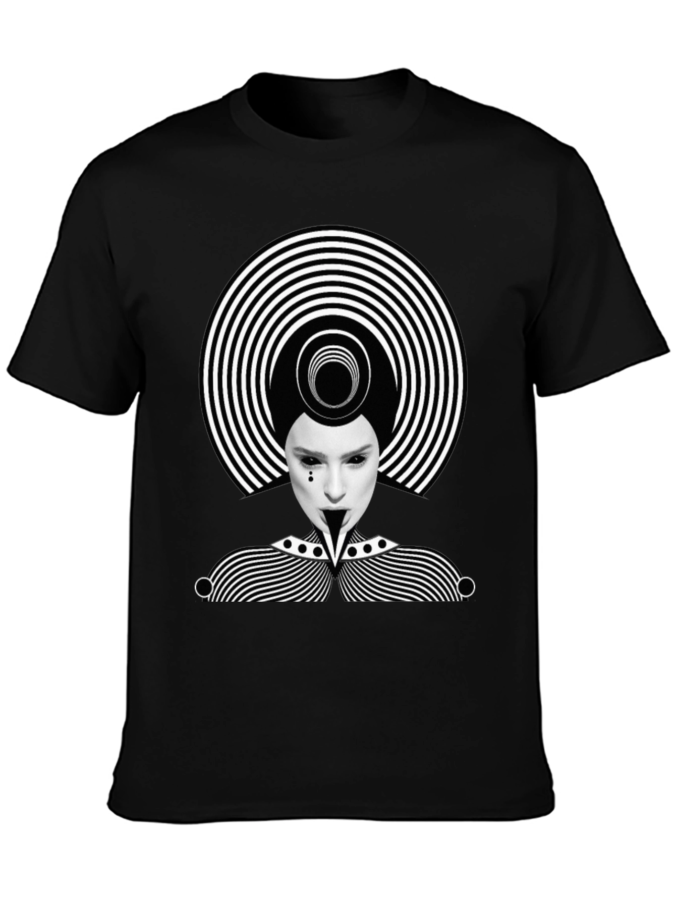 Mens Black Graphic Tee - Abstract Illusion Design
