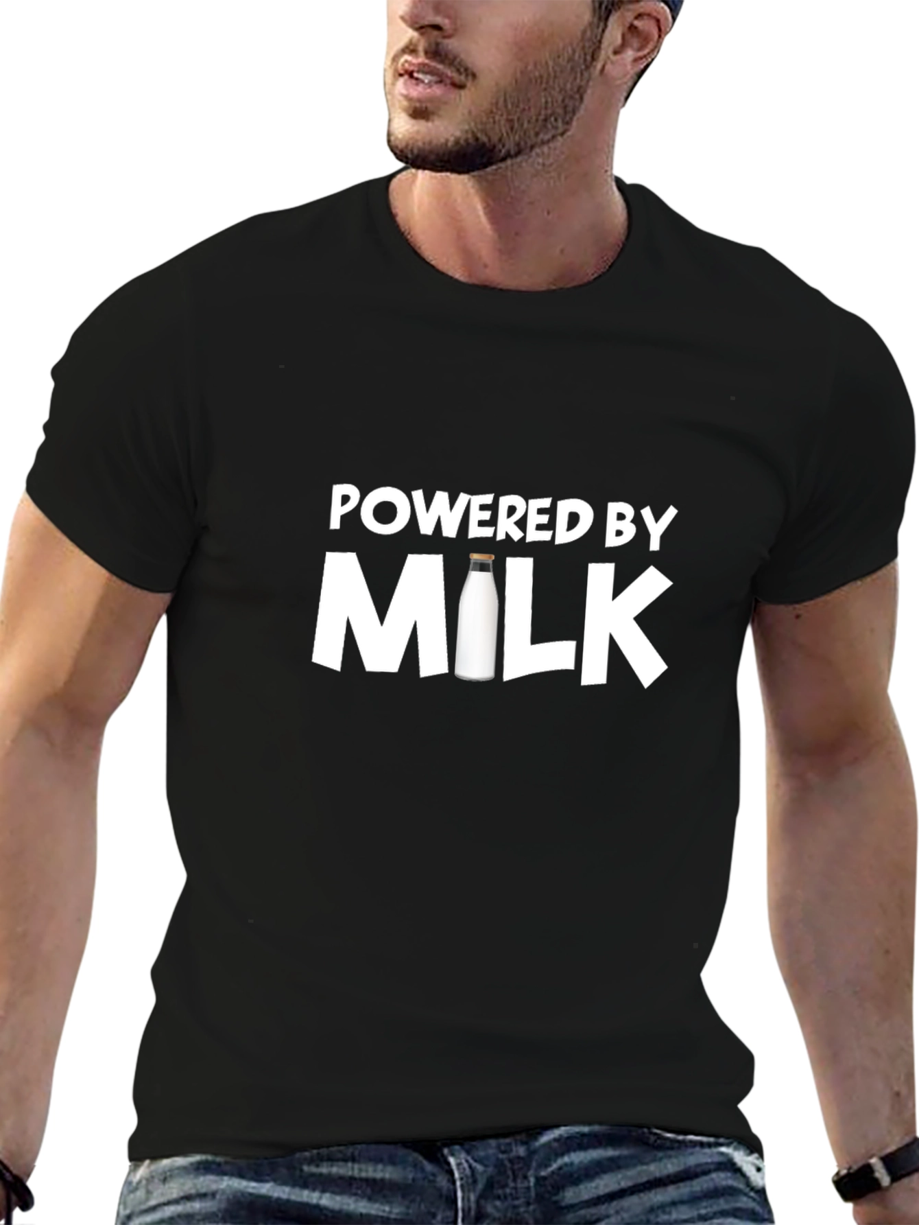 Powered By Milk T-Shirt - Premium Cotton