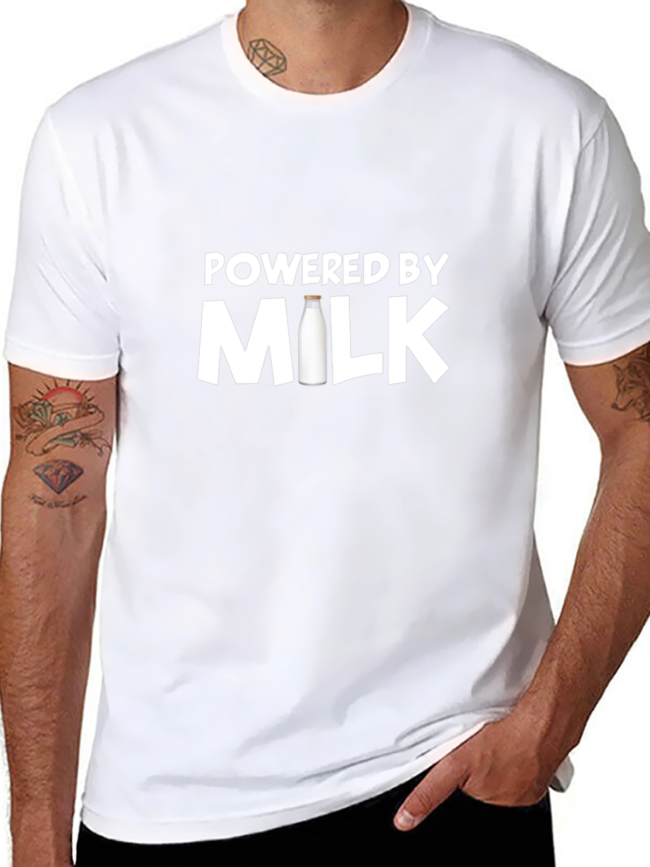 Powered By Milk T-Shirt - Premium Cotton