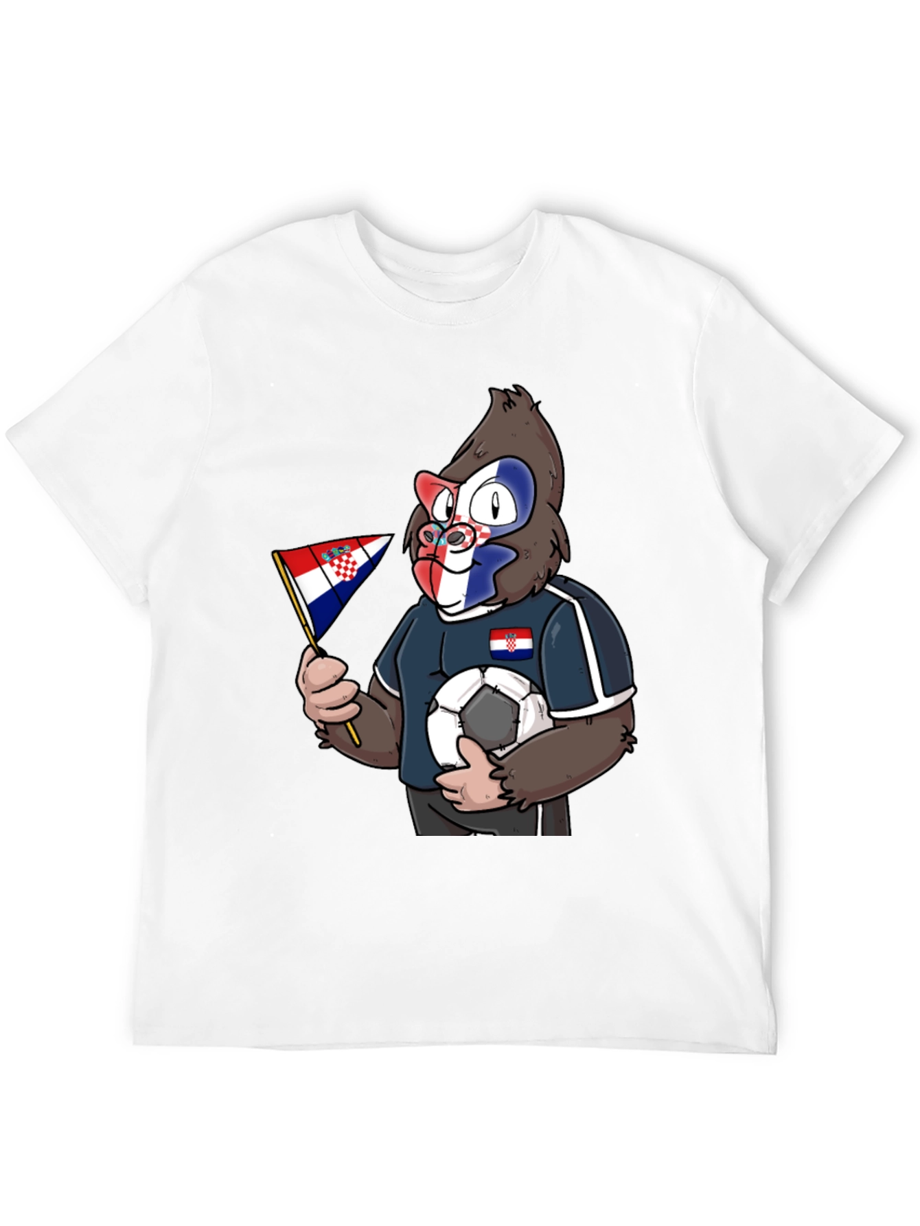 Croatian Soccer Gorilla Black T-Shirt
