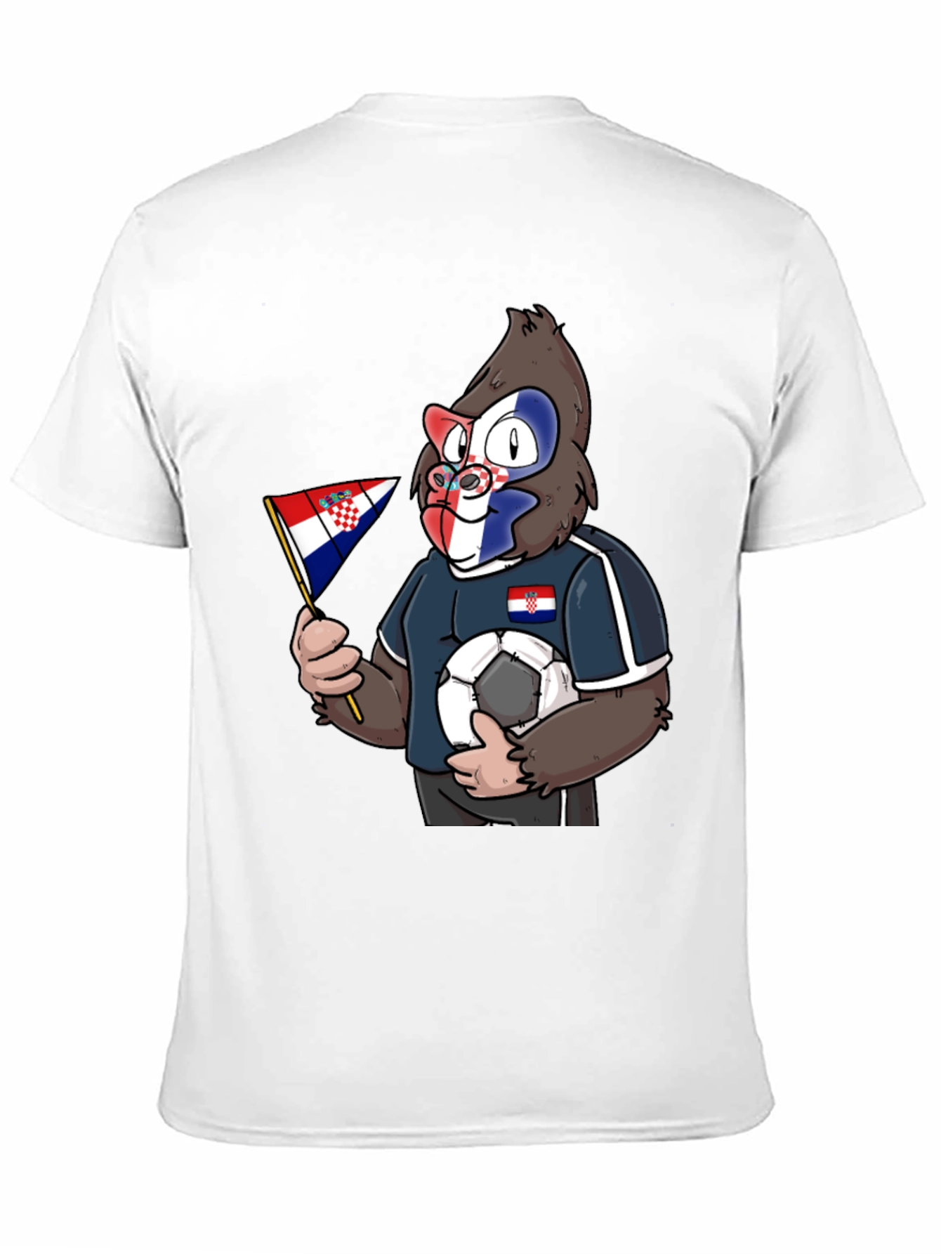 Croatian Soccer Gorilla Black T-Shirt