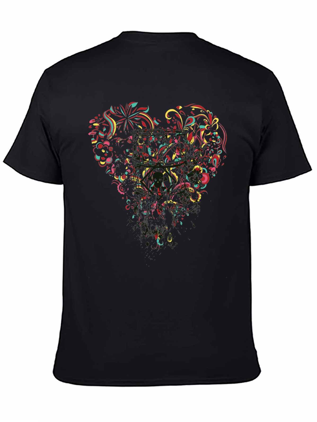 Black T-Shirt with Abstract Heart Design