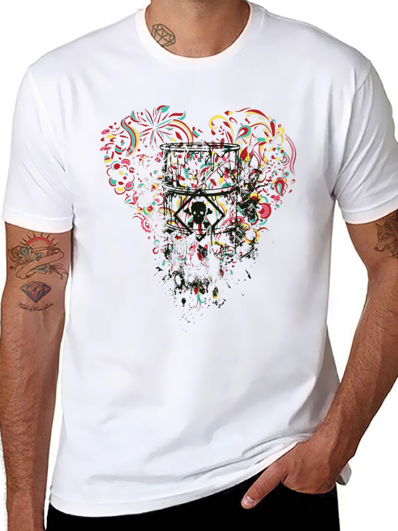 Black T-Shirt with Abstract Heart Design