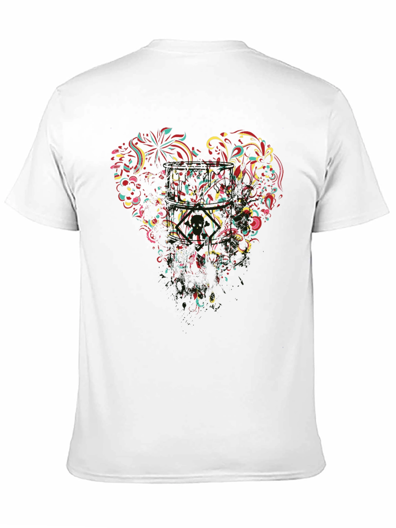 Black T-Shirt with Abstract Heart Design