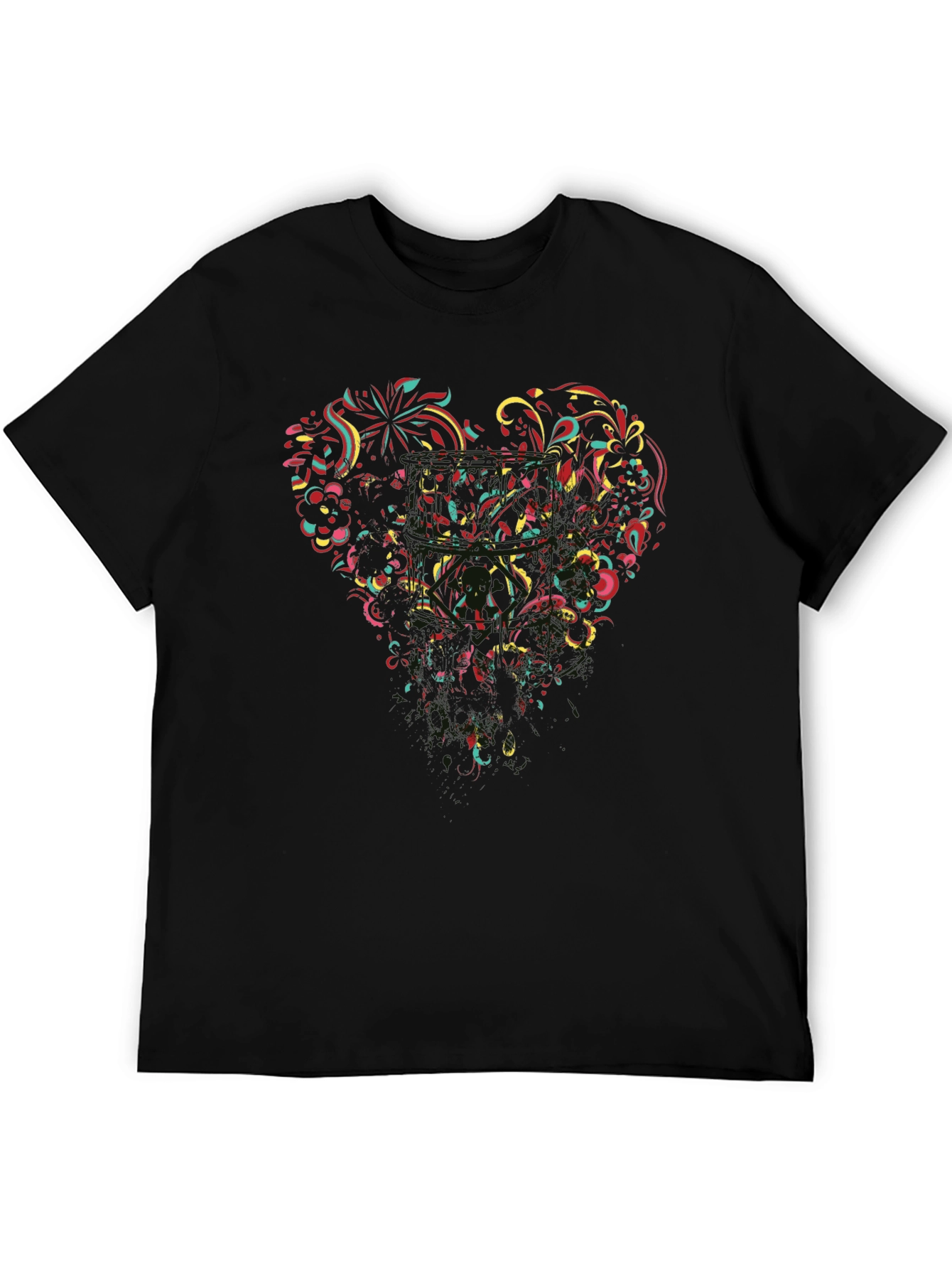 Black T-Shirt with Abstract Heart Design