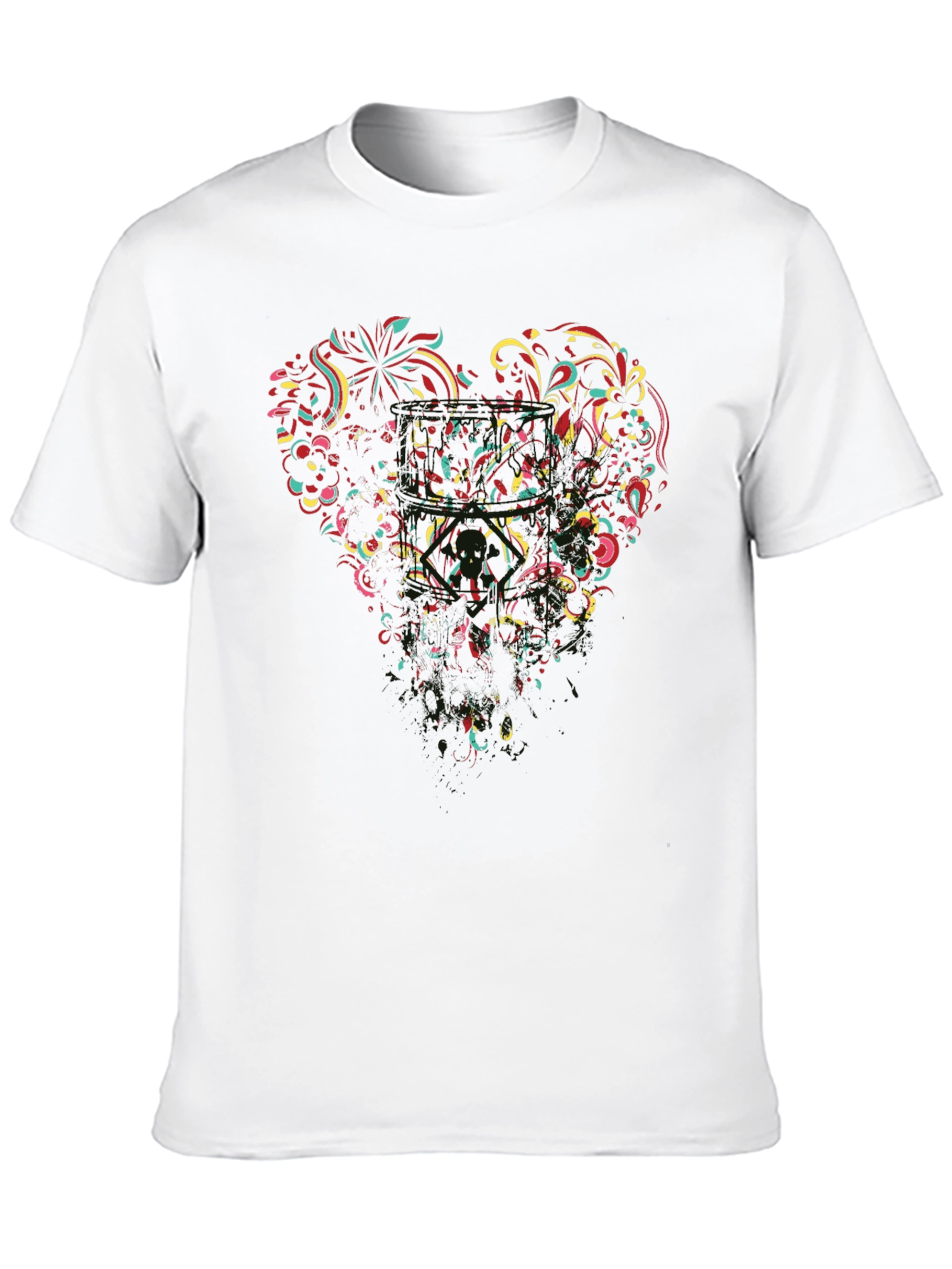 Black T-Shirt with Abstract Heart Design