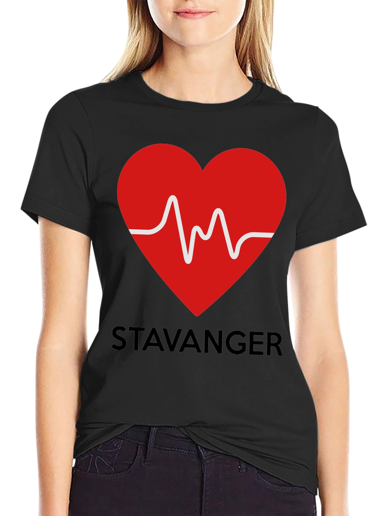 Stavanger Heartbeat Black T-Shirt