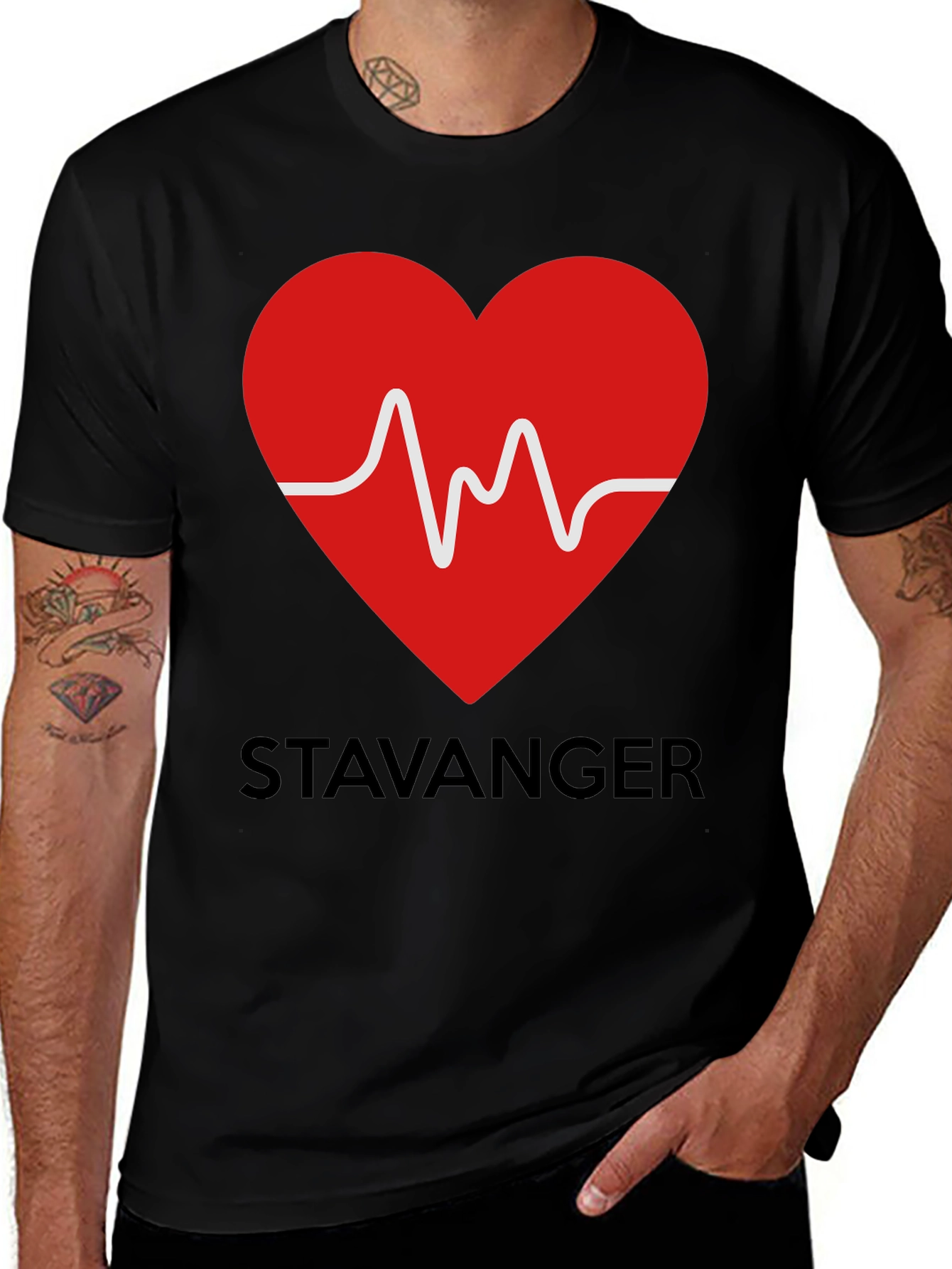 Stavanger Heartbeat Black T-Shirt