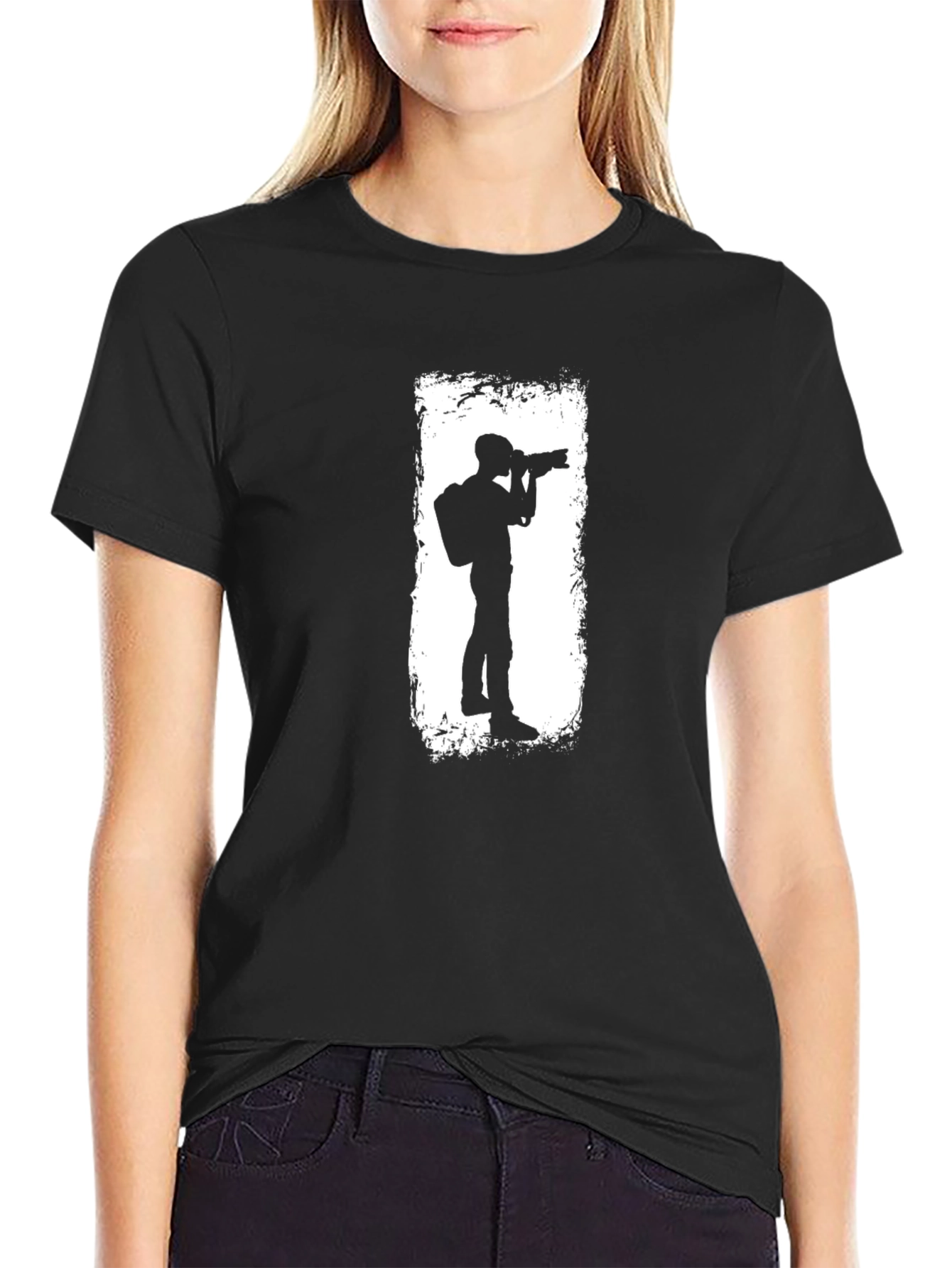 Photographer Graphic Tee - Black Casual T-Shirt