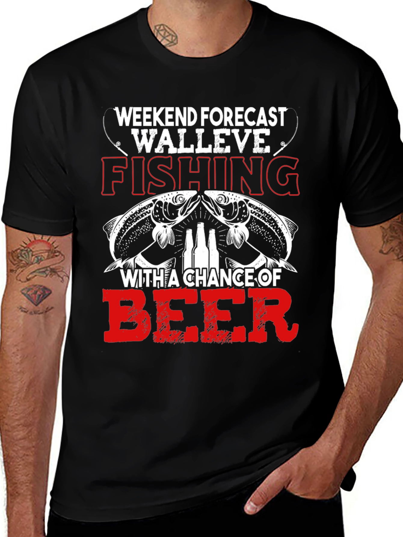 Weekend Forecast Walleye Fishing Beer Graphic Tee