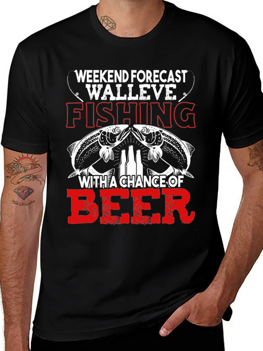 Weekend Forecast Walleye Fishing Beer Graphic Tee
