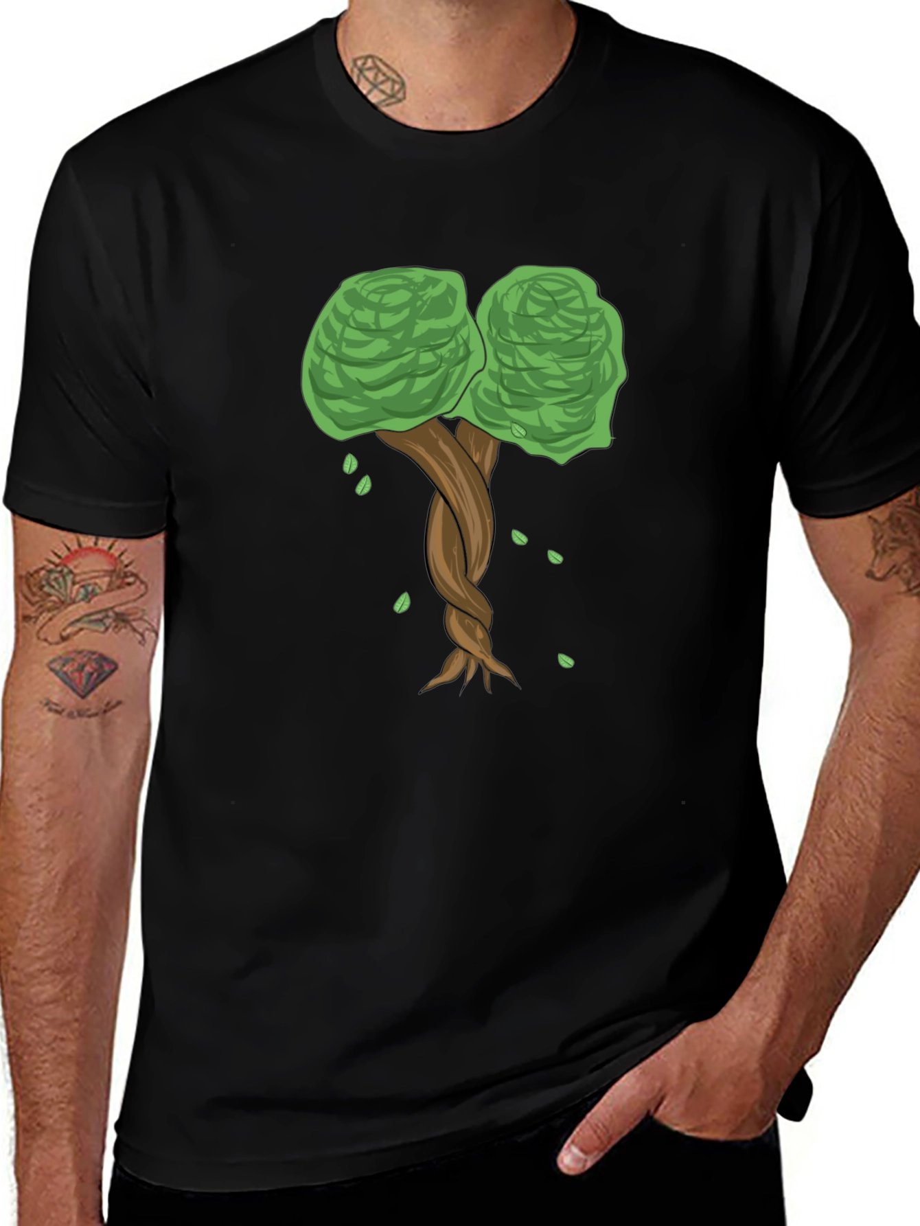 Twisted Tree Graphic Tee - Nature Inspired Black T-Shirt