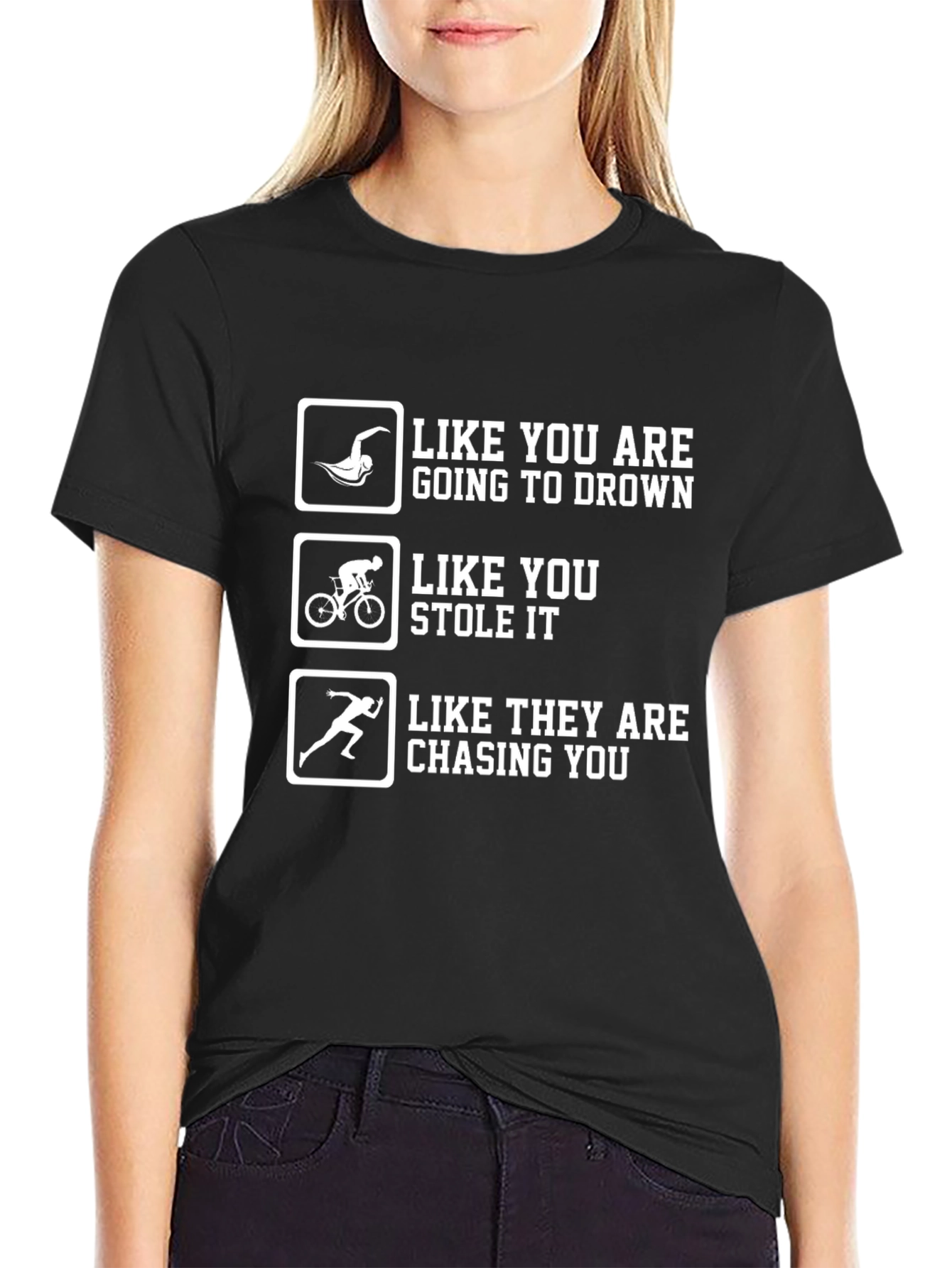 Funny Triathlon T-Shirt - Swim Bike Run Tee