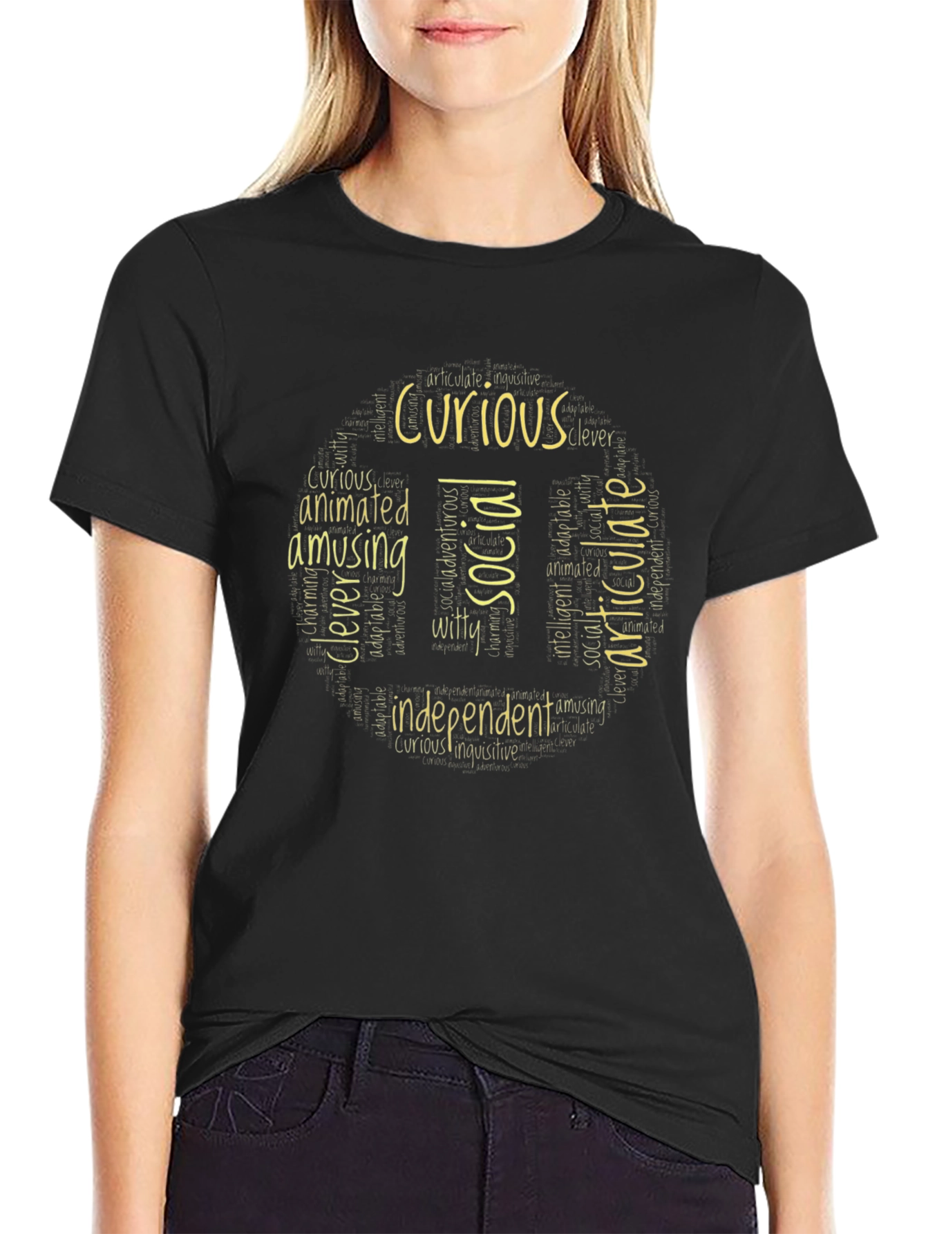 Curious Social Independent Word Art T-Shirt