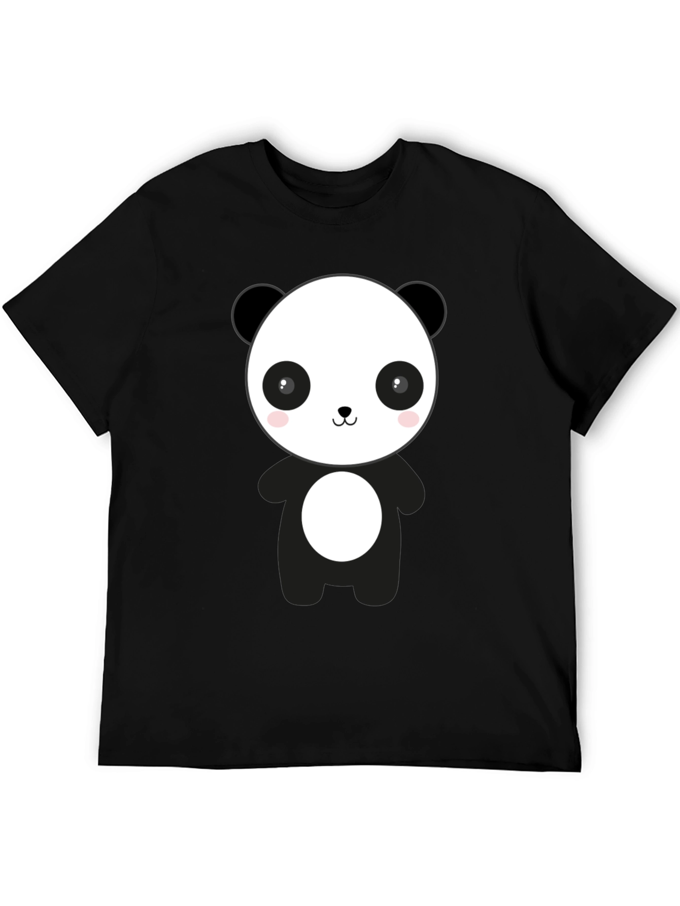 Cute Panda Graphic Black T-Shirt - Casual Style
