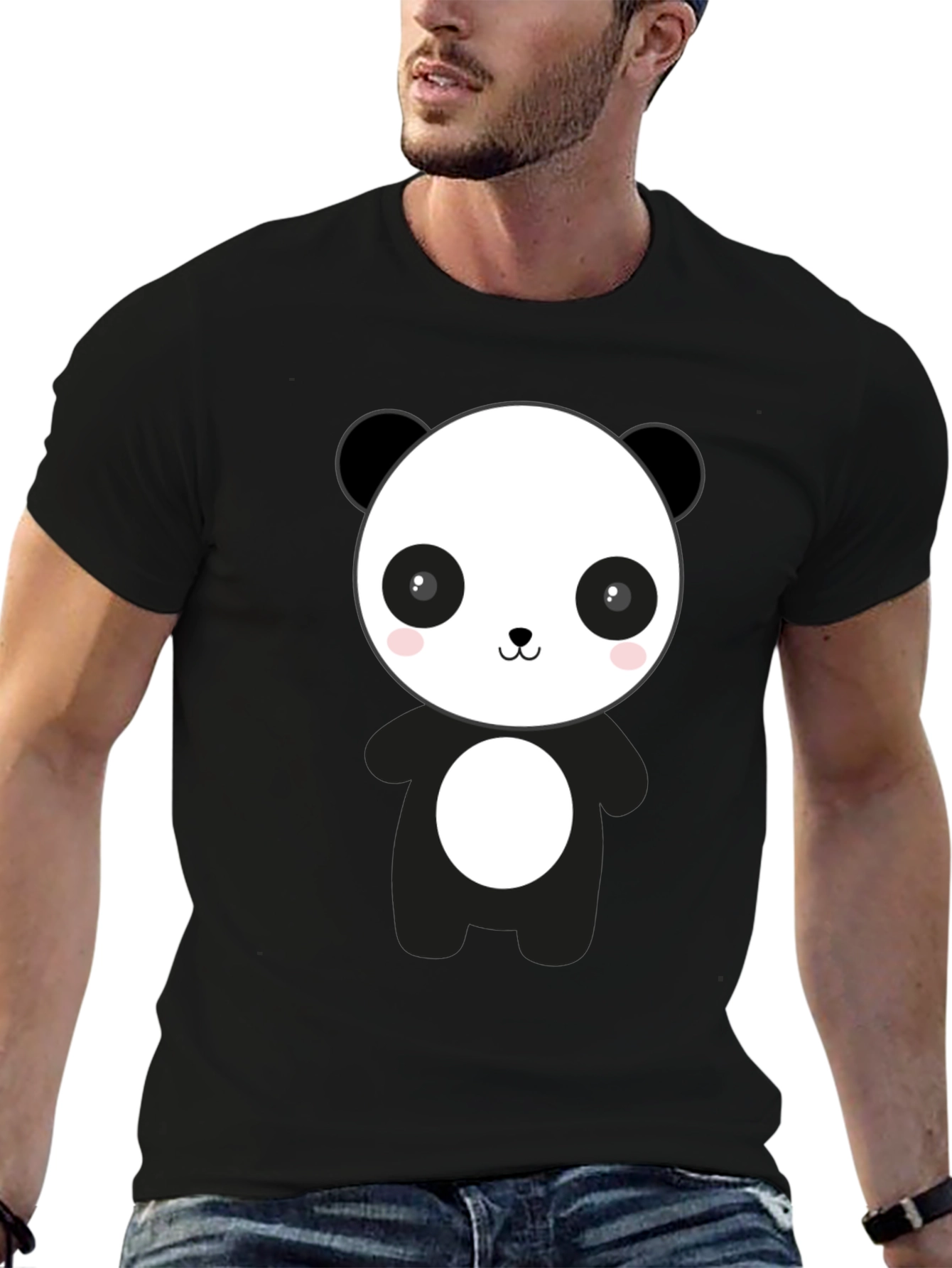 Cute Panda Graphic Black T-Shirt - Casual Style