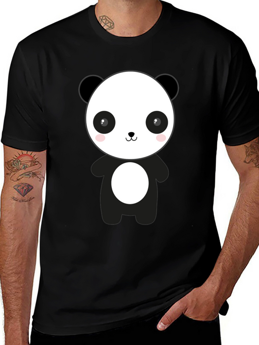 Cute Panda Graphic Black T-Shirt - Casual Style