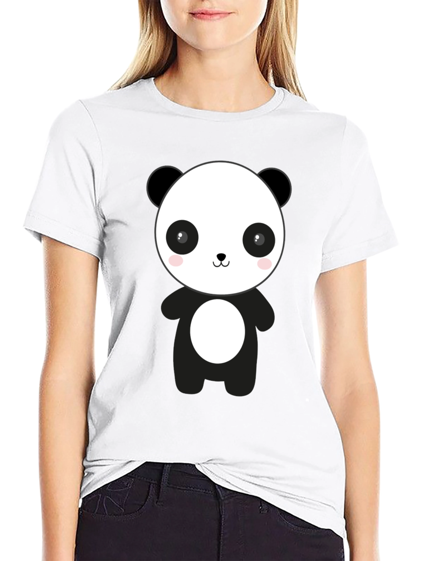 Cute Panda Graphic Black T-Shirt - Casual Style