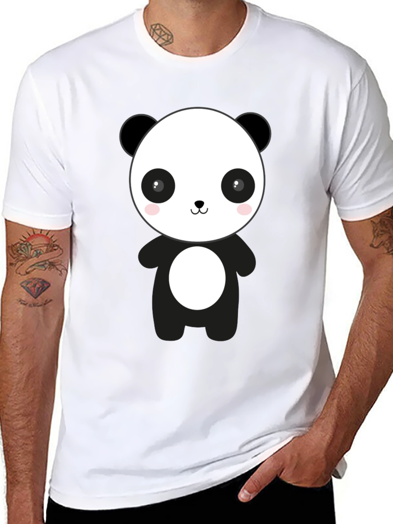 Cute Panda Graphic Black T-Shirt - Casual Style