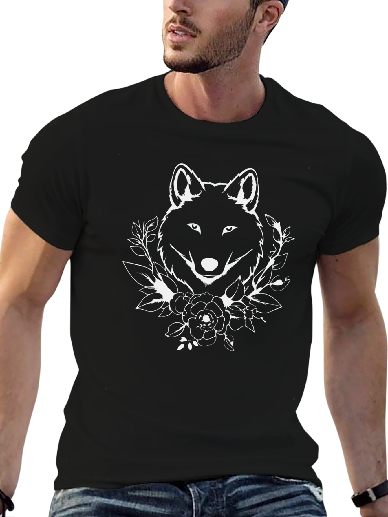 Wolf & Roses Graphic Black Tee