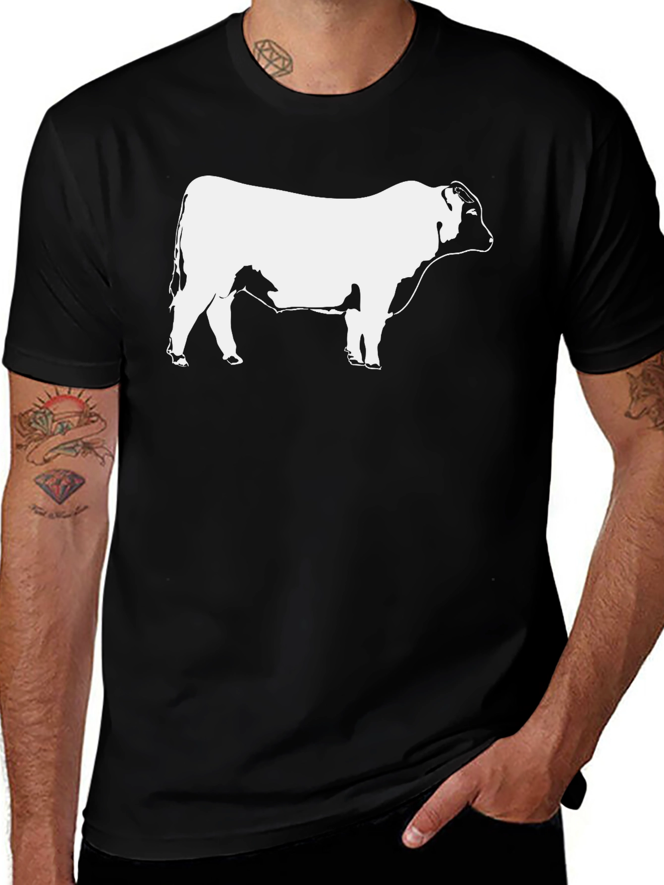 Bull Graphic T-Shirt - Black Short Sleeve Casual
