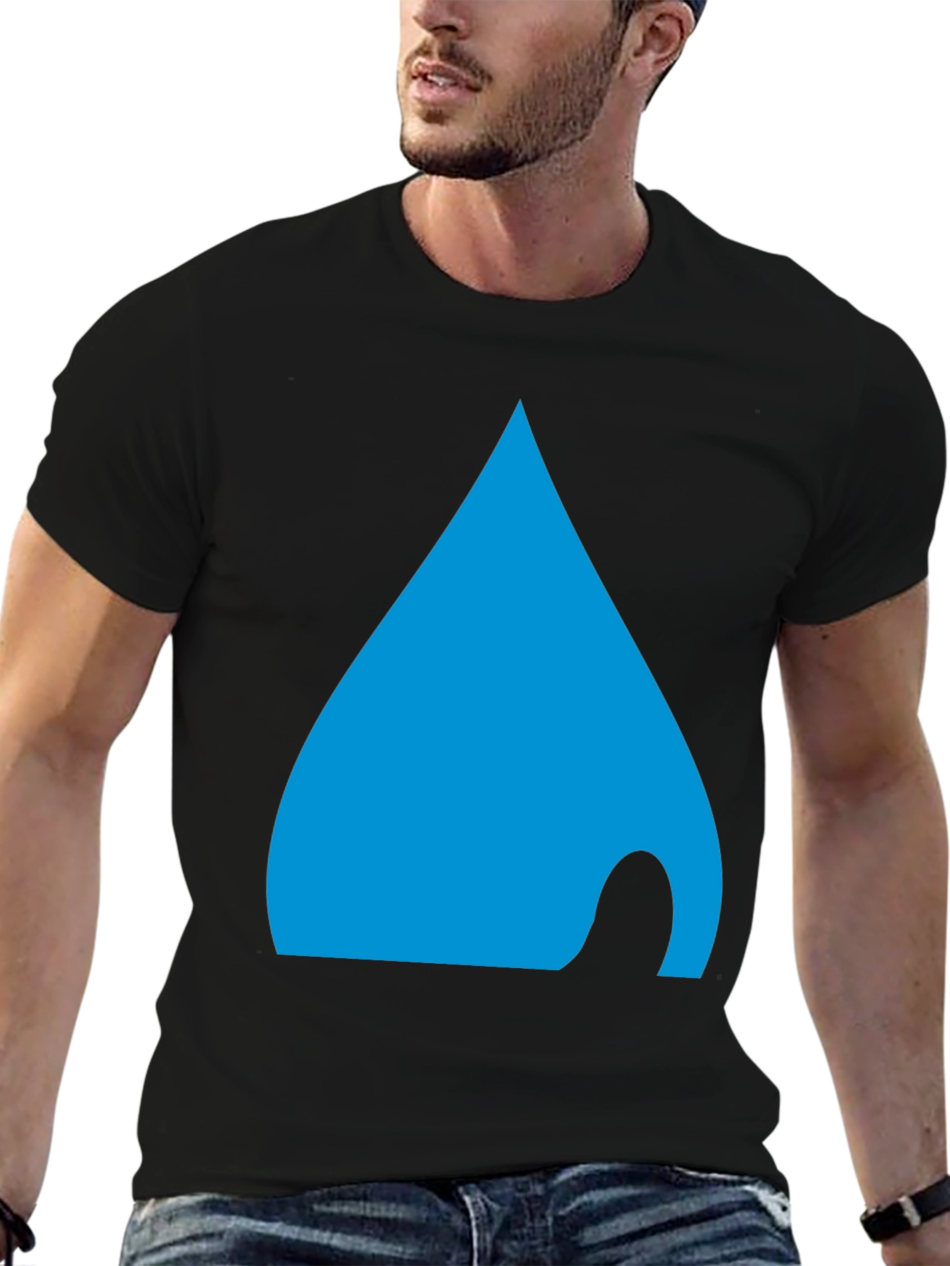 Mens Black T-Shirt with Abstract Blue Design
