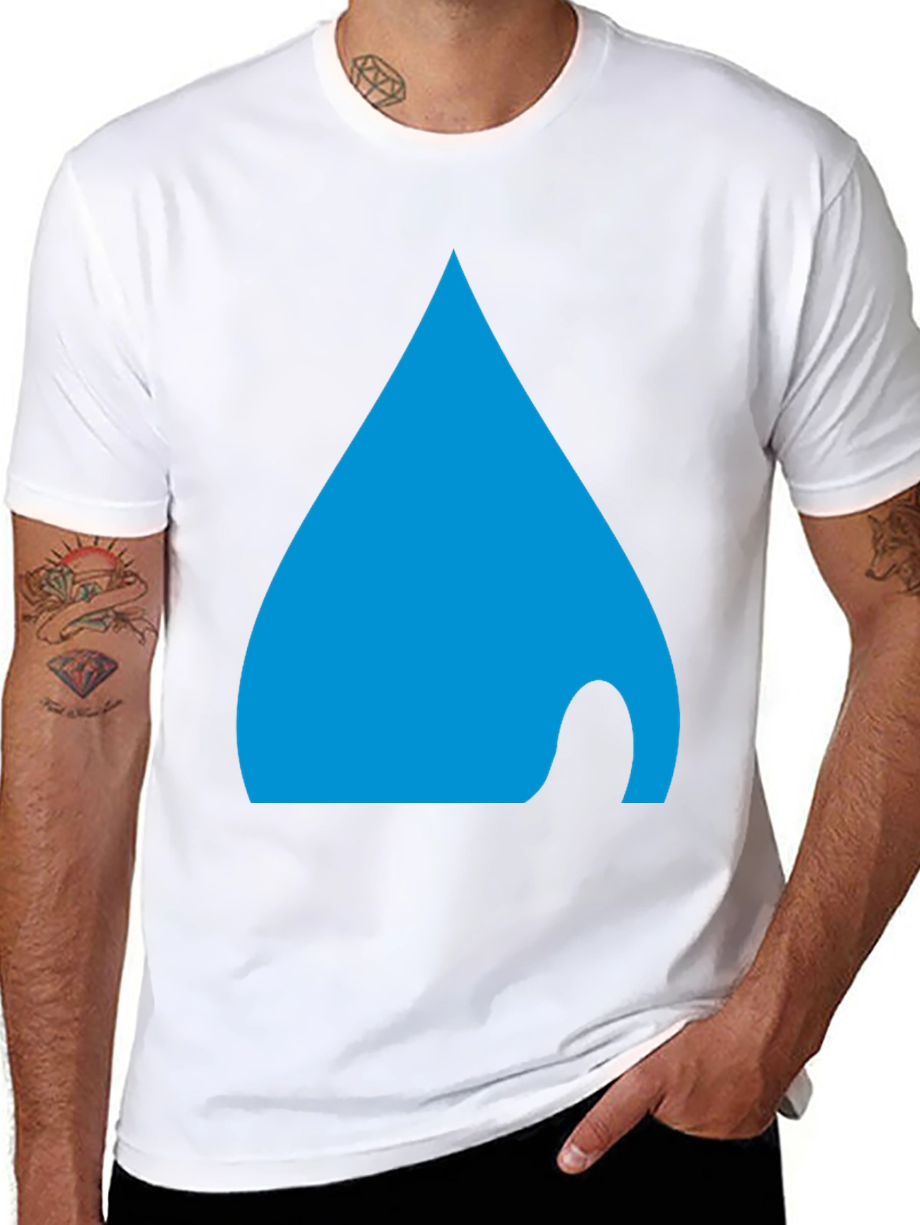 Mens Black T-Shirt with Abstract Blue Design