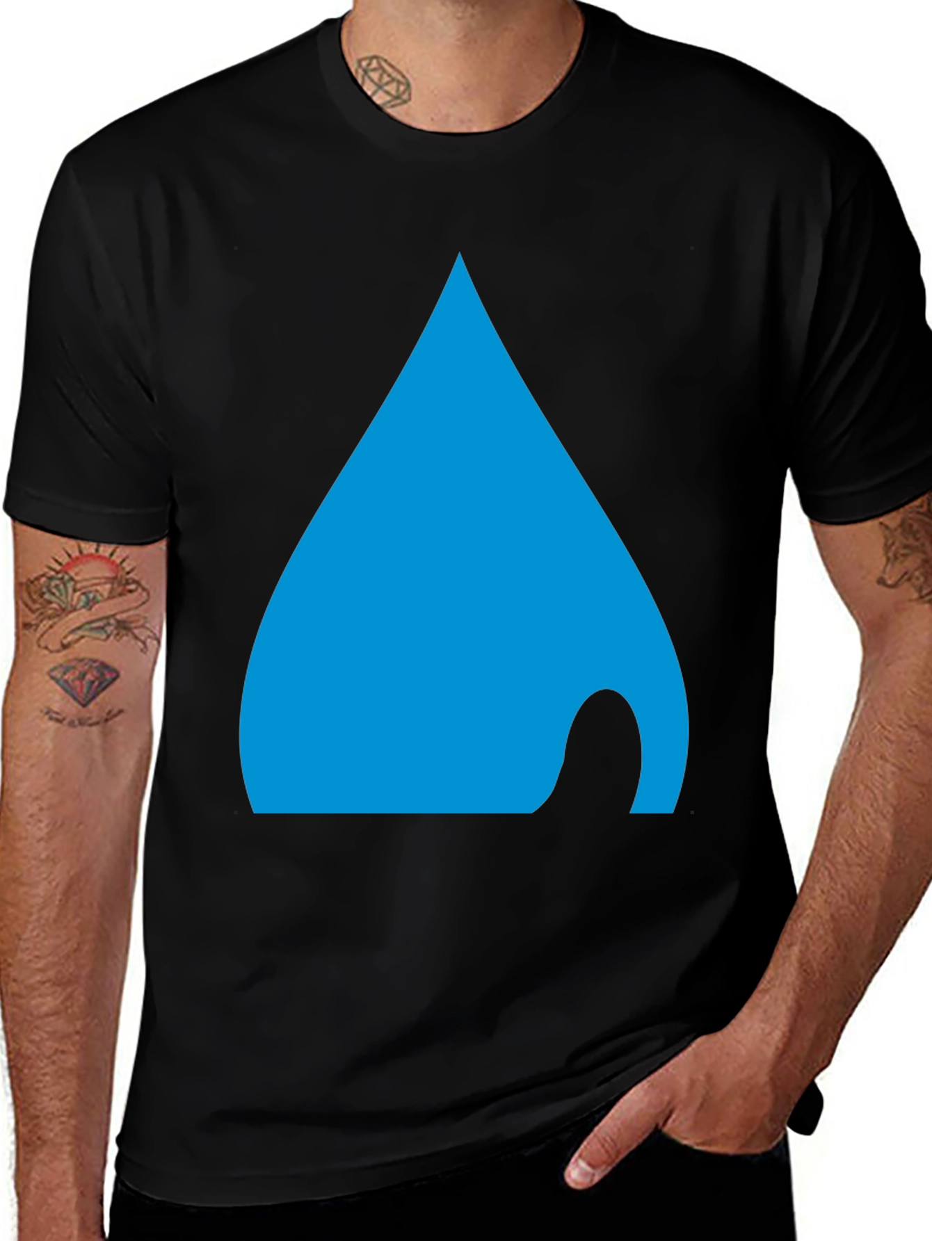 Mens Black T-Shirt with Abstract Blue Design