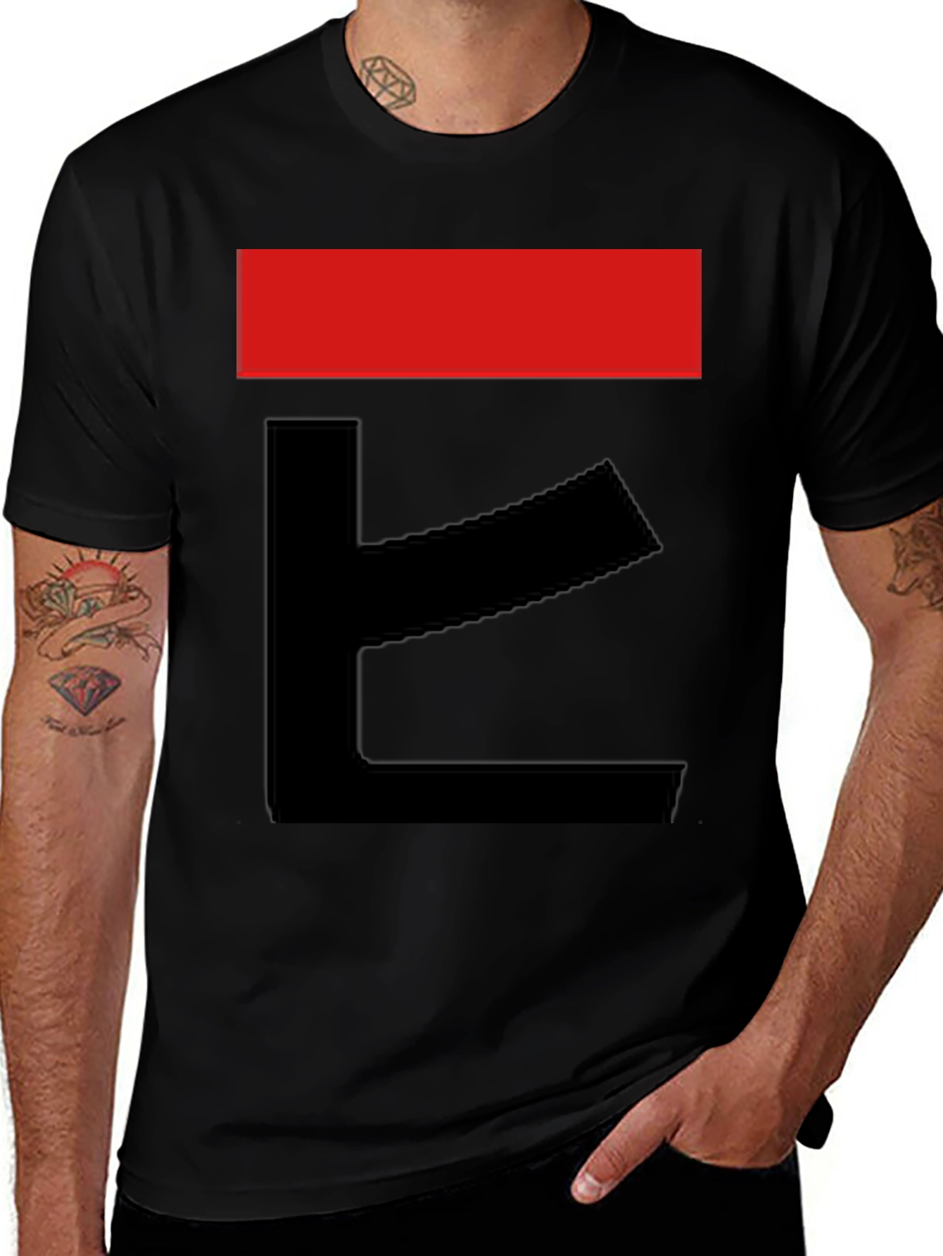 Abstract Graphic Tee - Bold Red & Black Design