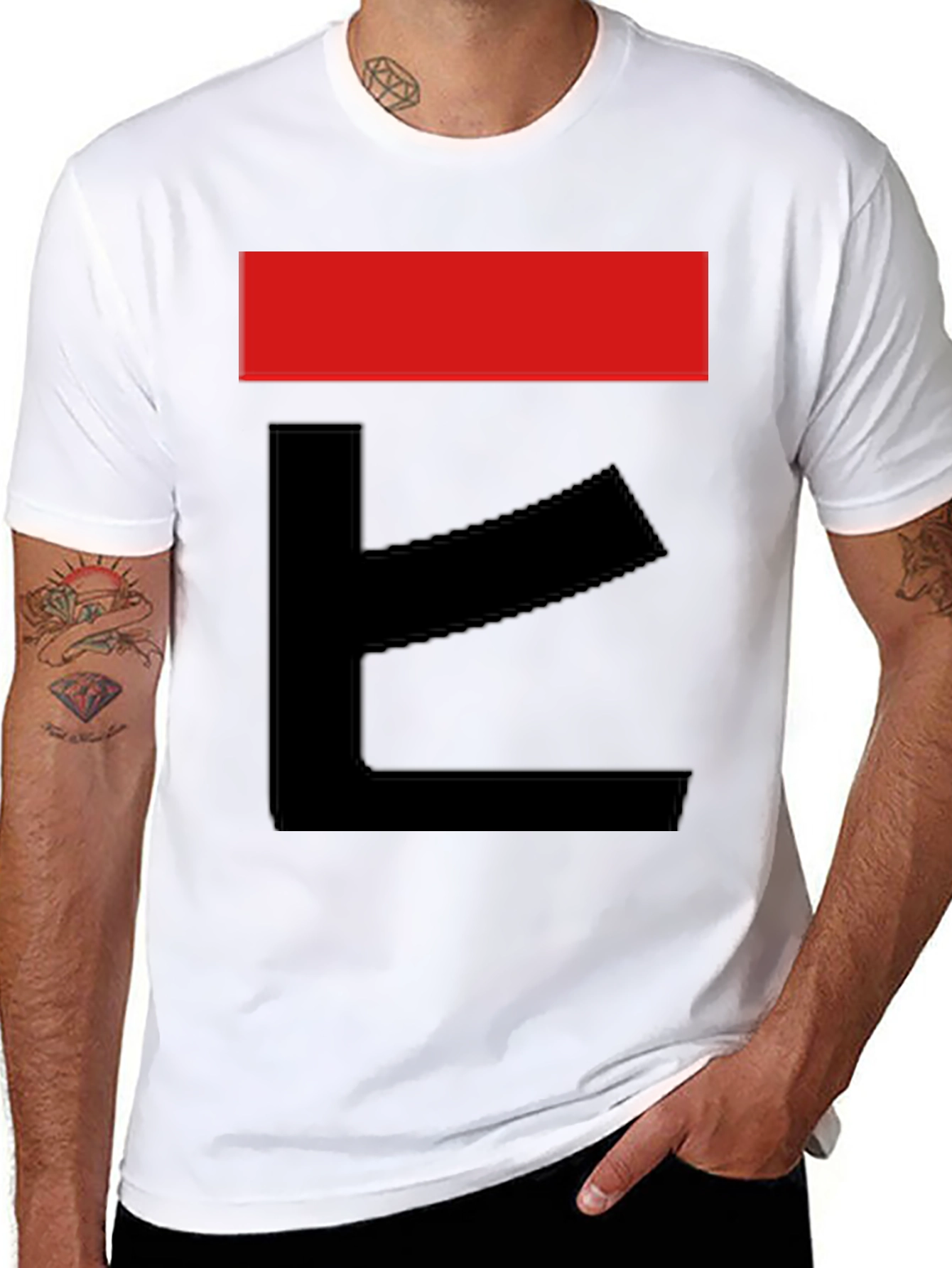 Abstract Graphic Tee - Bold Red & Black Design