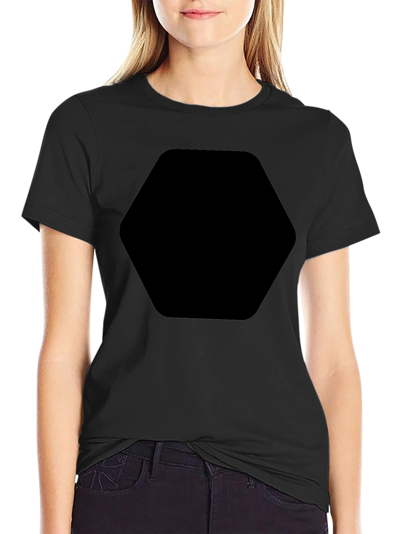 Basic Black T-Shirt with Chest Graphic